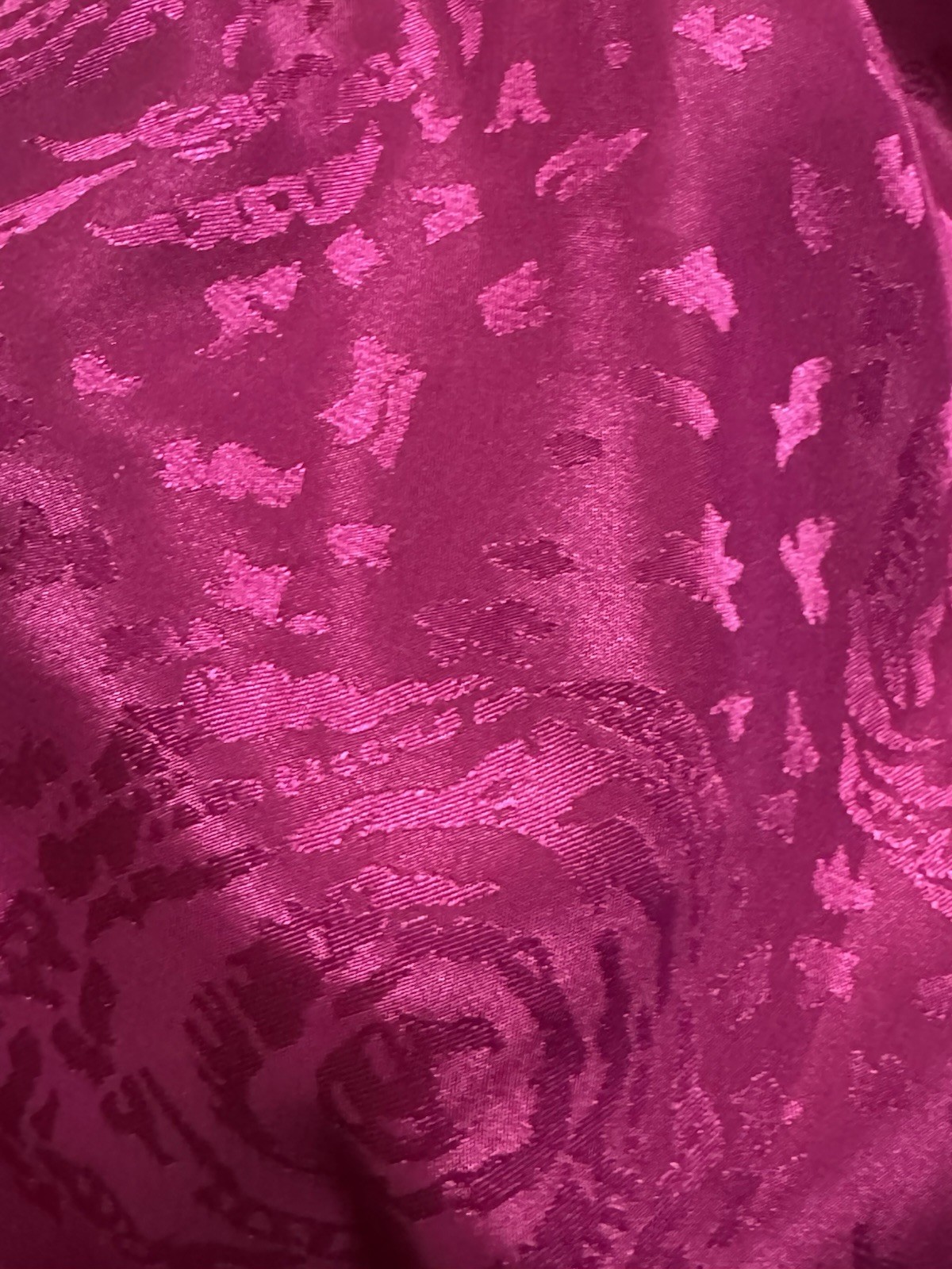 Vintage Frederick’s of Hollywood Magenta Jacquard Dress Size 7 Ruched Sequin 80s