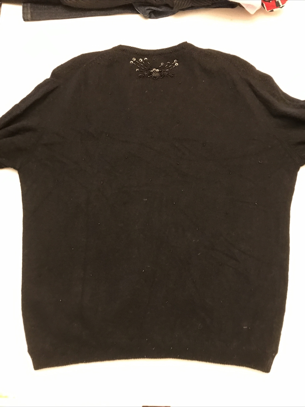 Vintage 90s does 50s Vi Vien Forest cardigan black wool angora beaded M 10-12