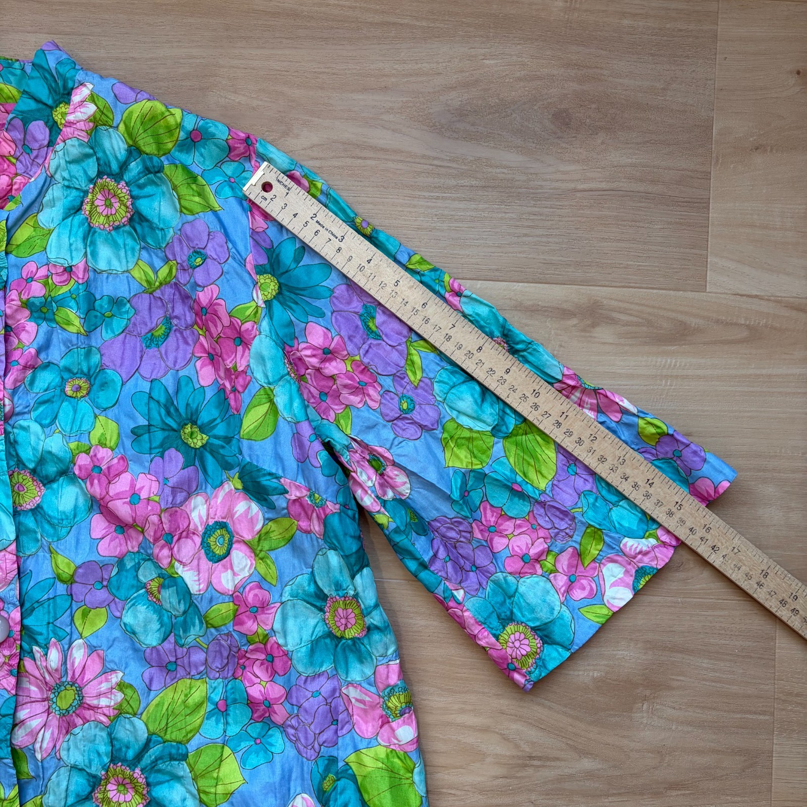 Vintage 1960s Barbara Lee Floral Psychedelic Kaftan House Dress Large (flaw)