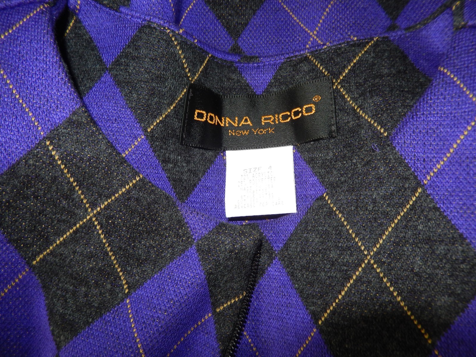 Vintage 90’s Y2k Purple Gray Argyle Mini Dress Clueless XS/S