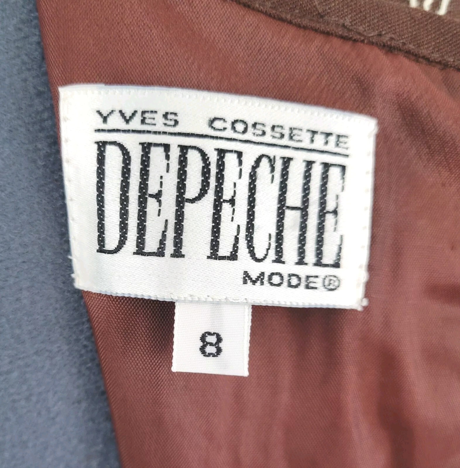 Vintage Yves Cosette Depeche Mode Brown Dress w Cream Embroidery Size 8