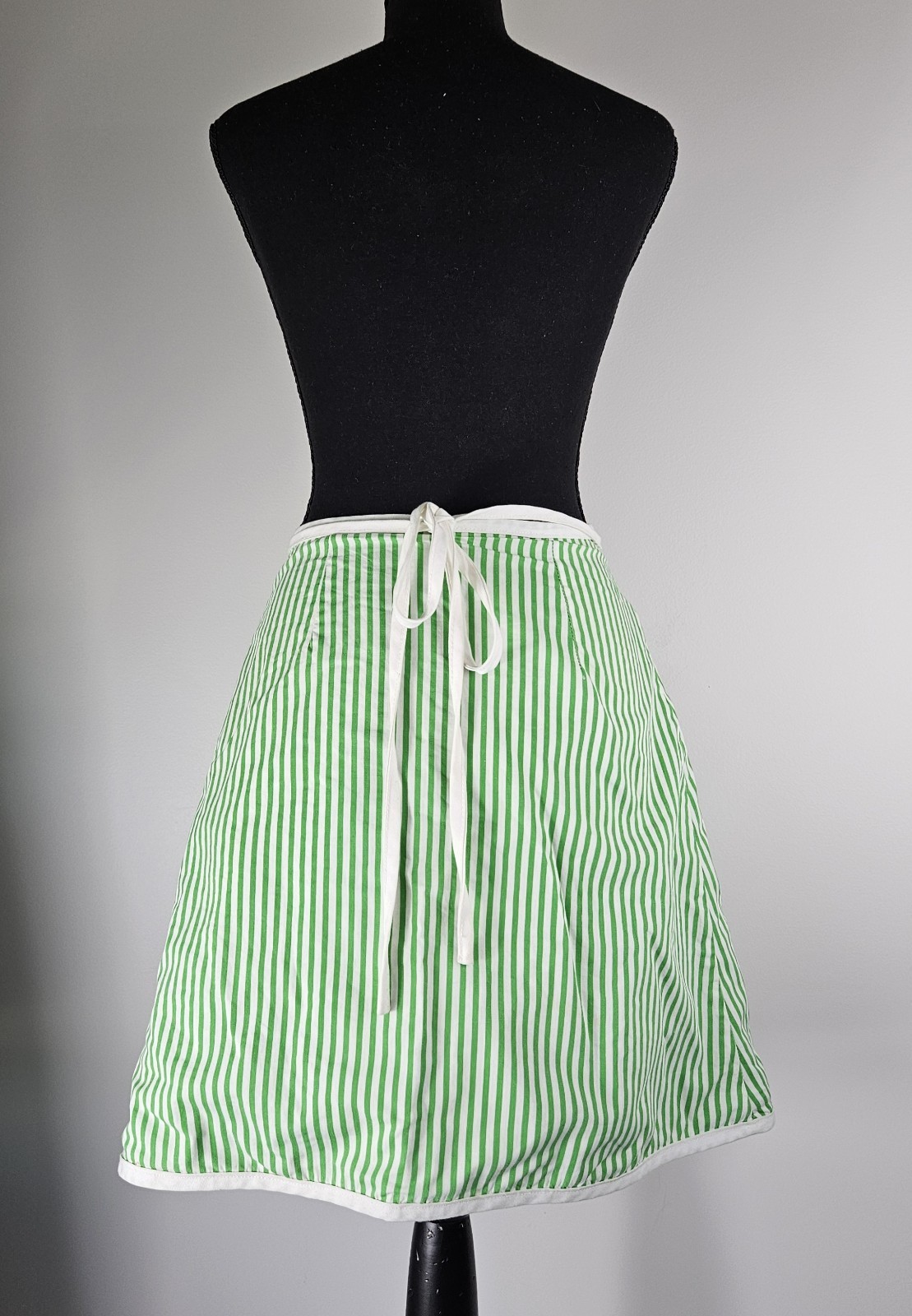 RETRO VINTAGE 1970S AUSTIN HILL *REVERSABLE* WRAP SKIRT GREEN POLKA DOT/ STRIPES