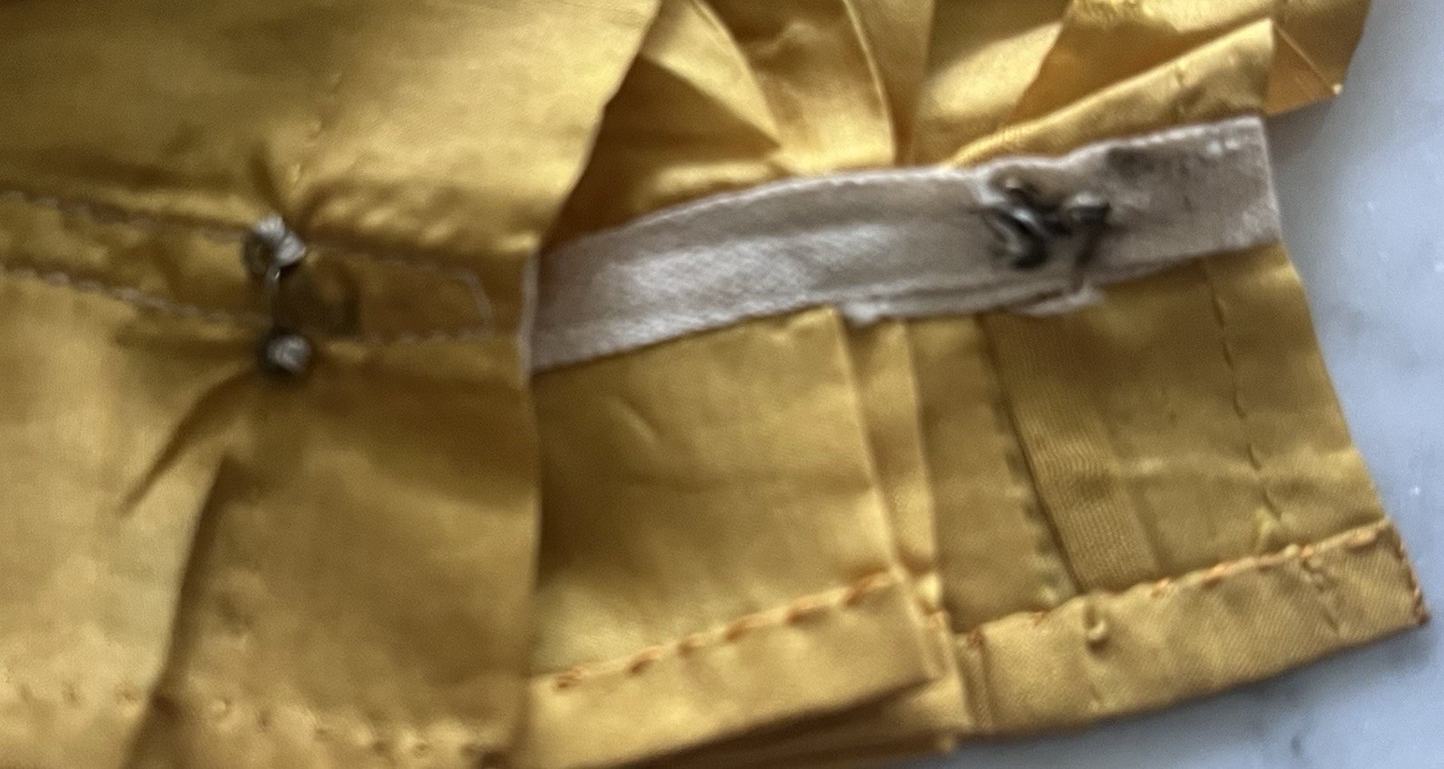 Antique Victorian Golden Yellow Silk Doll Blouse Mother of Pearl Buttons Unique