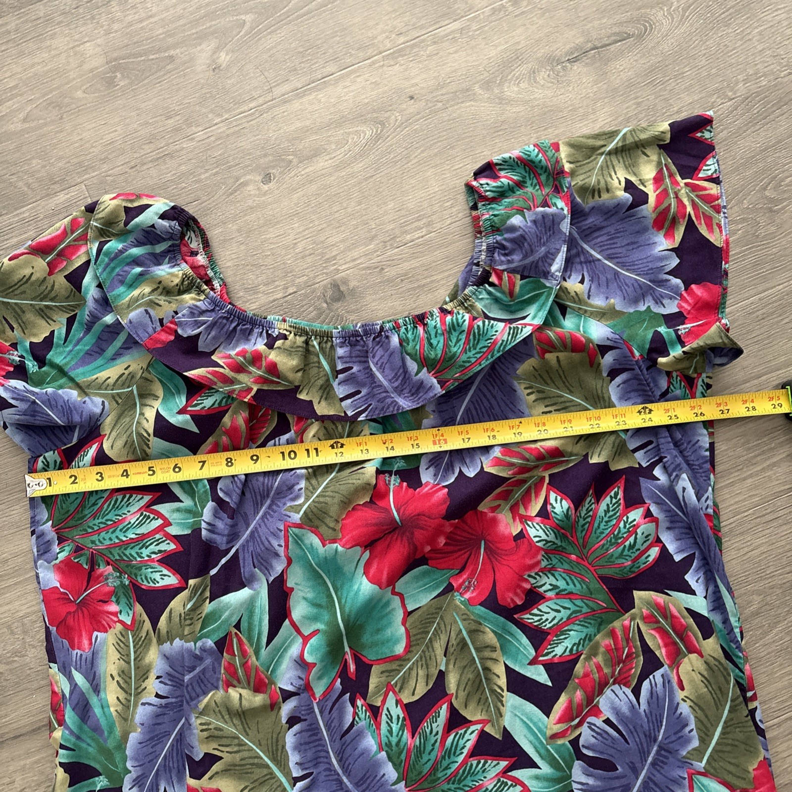 Vintage Hilo Hattie Midi Dress Sz 3X Floral Short Sleeves Hawaii off the shoulde