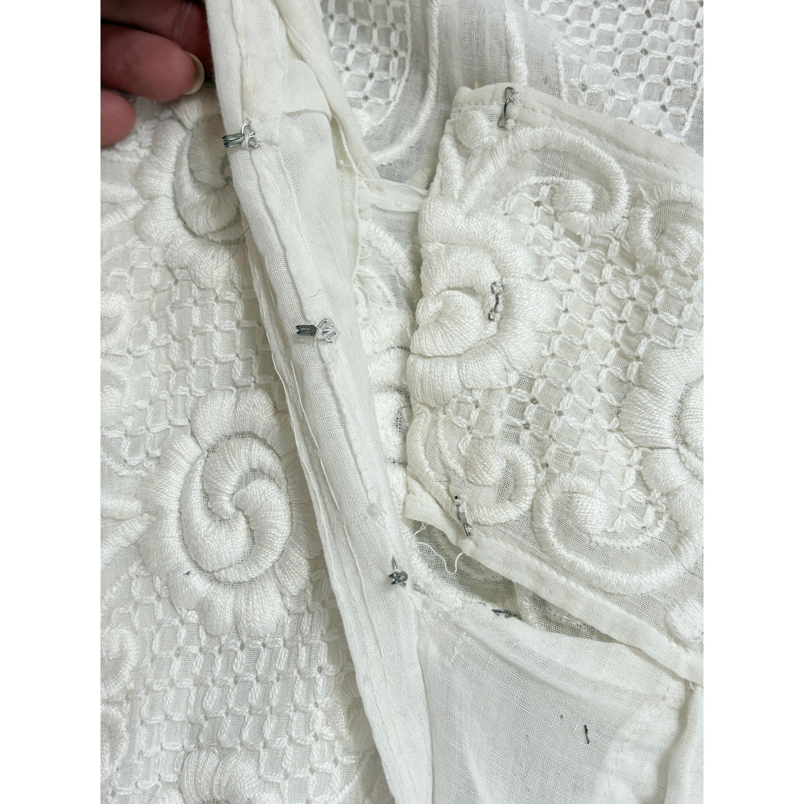 XXS Edwardian Antique Lawn Cotton Embroidered Dress