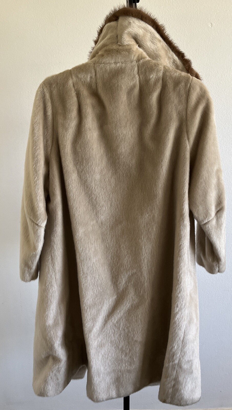 Vintage 60s La France Russel Taylor Brown and Tan Faux Fur Coat Large