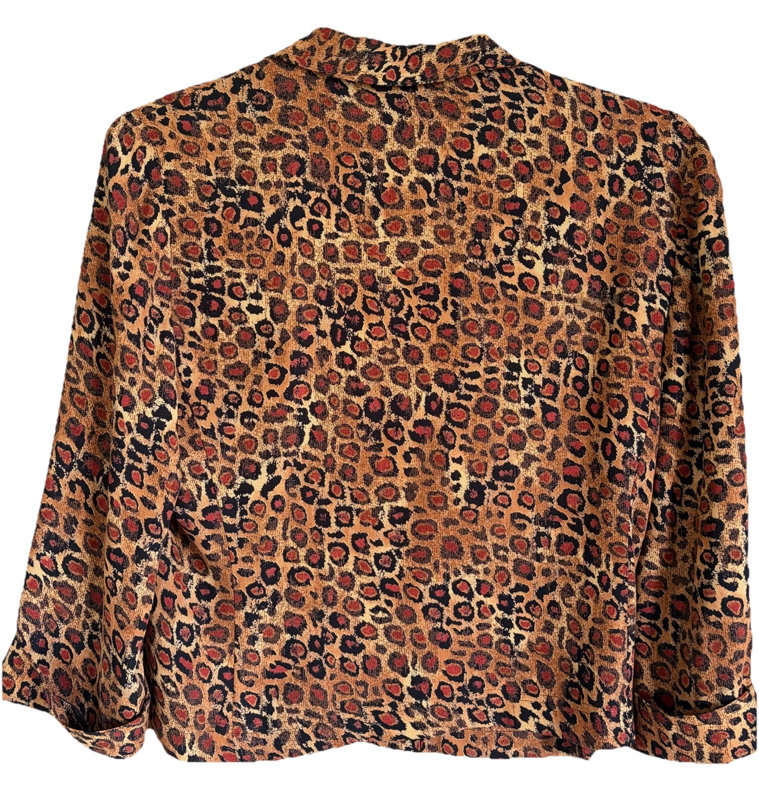 Vintage Carole Little Animal Print Blouse Top With Covered Buttons Petite Small