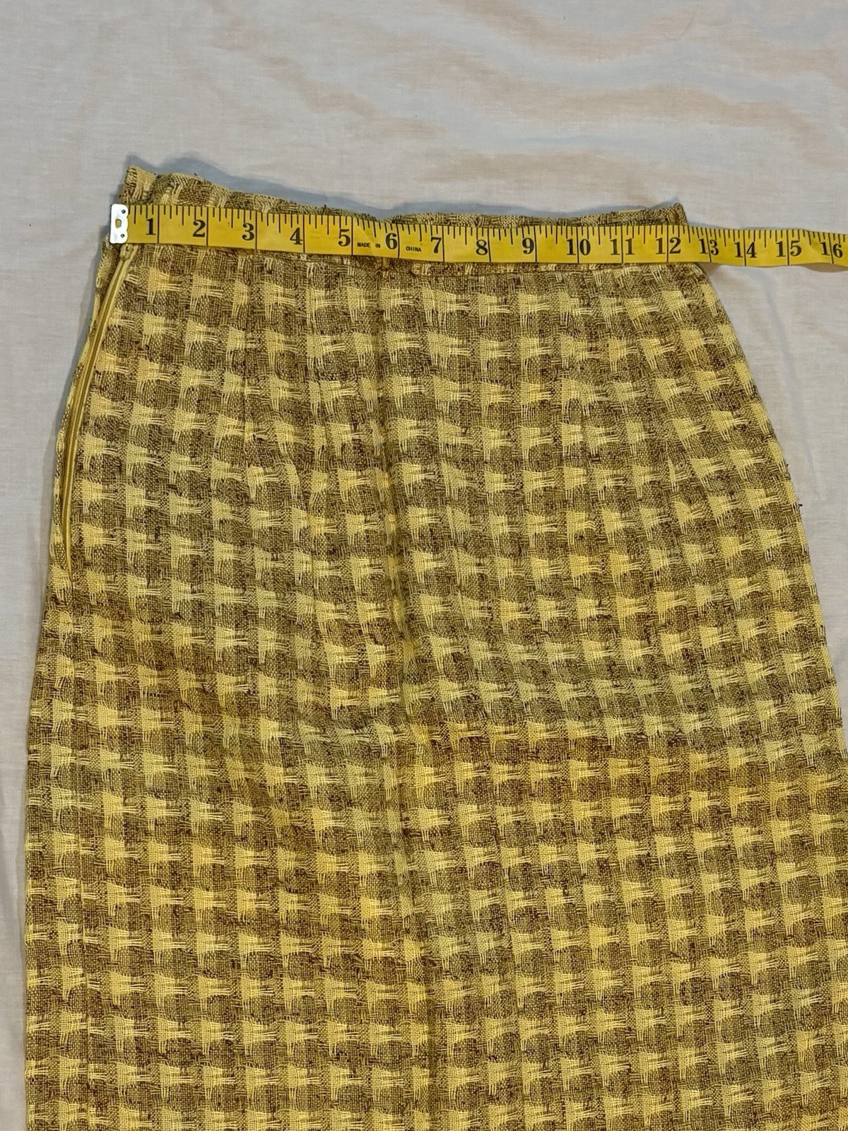 Vintage 60s 70s Jeanne Durrell Dallas 3 Pc Suit Mod Yellow Skirt Set Size 8