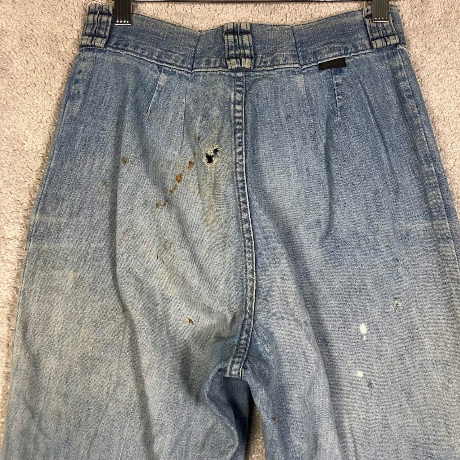 VTG 70s Wrangler Womens High Rise Wide Leg Jeans Blue Denim Scovill Zipper 26×27