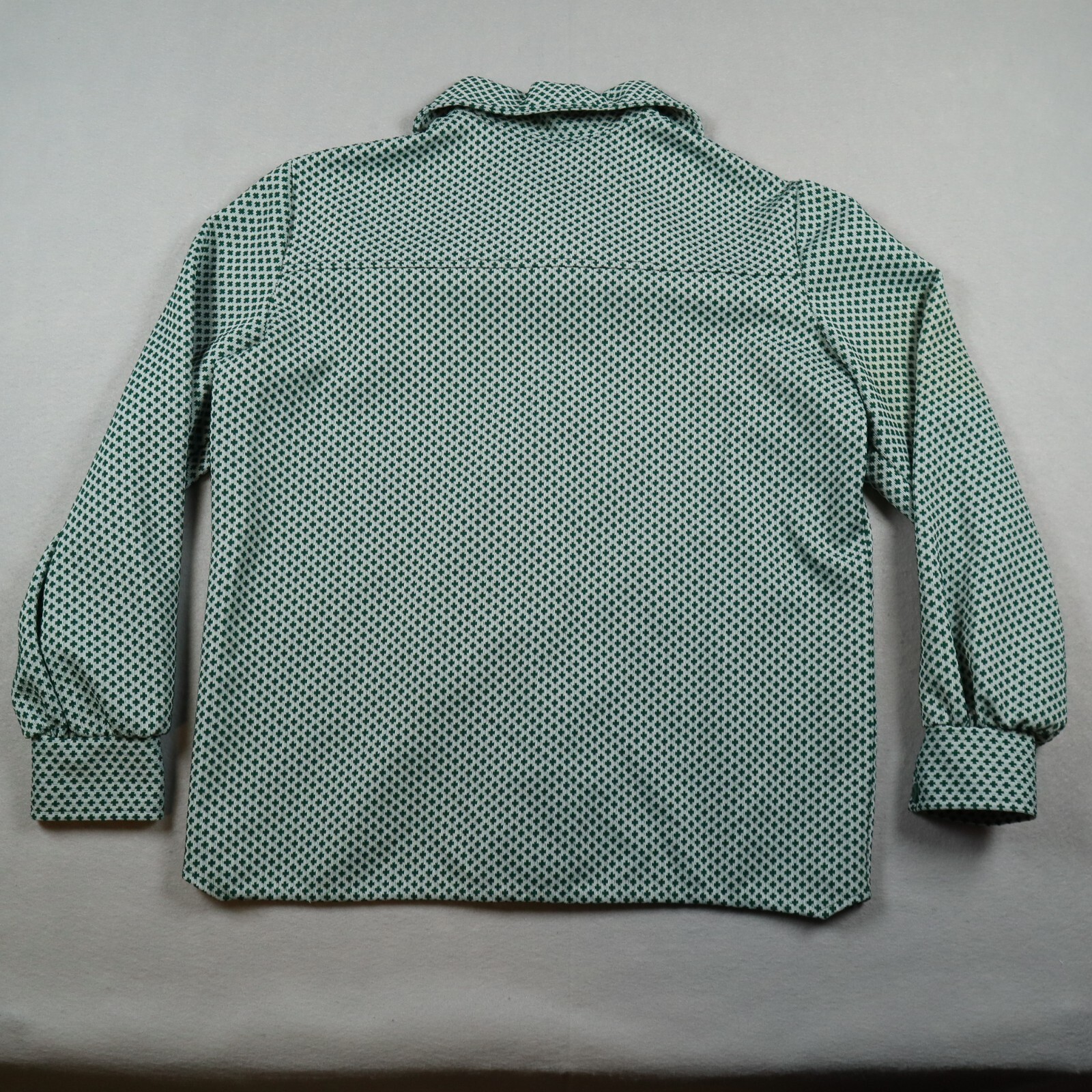 Vtg 70s MLM Mayer Lang Marquis Retro Green Geometric Button Shirt Womens Medium*