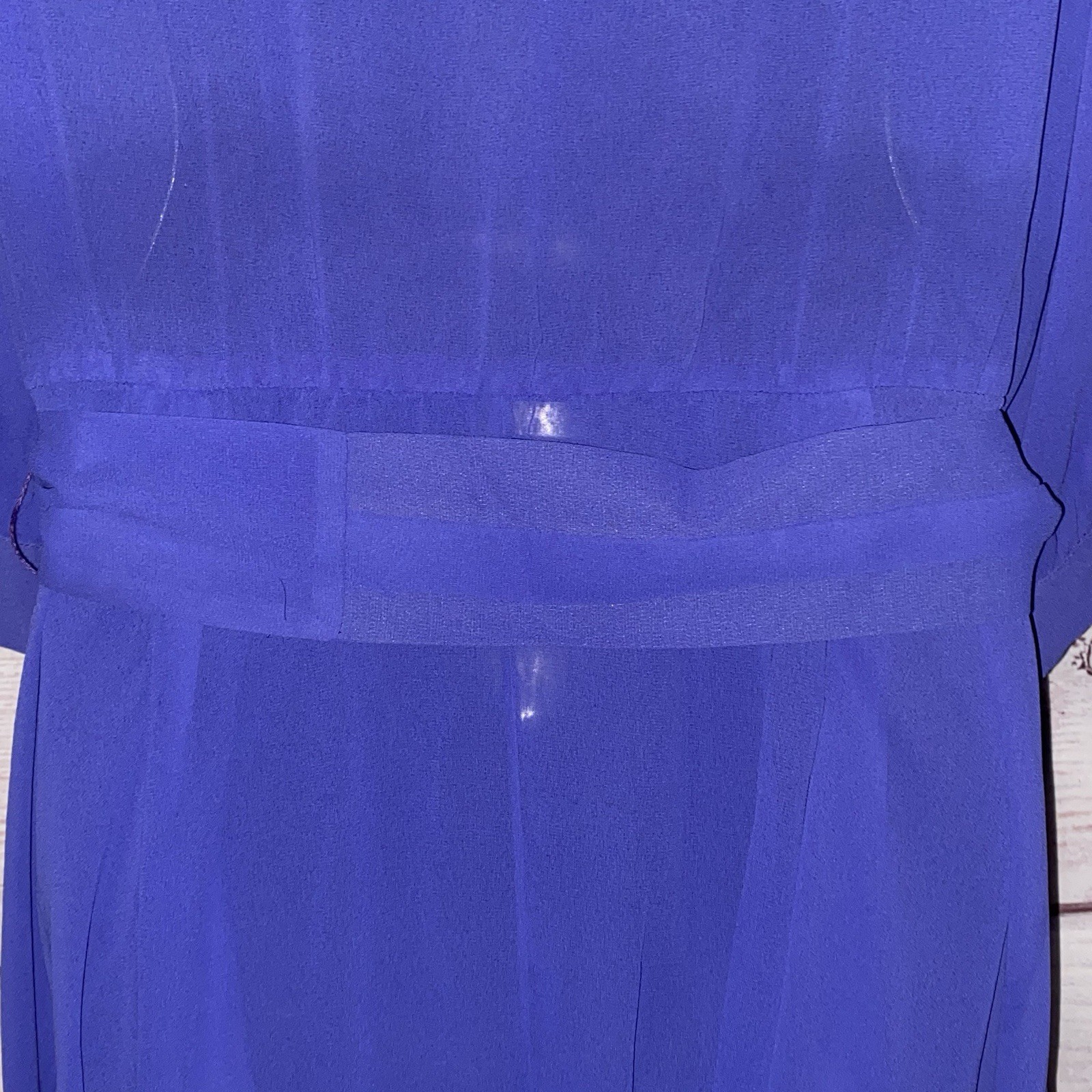Ursula of Switzerland Cocktail Dress Size 11/12 Blue Chiffon Beaded Victorian