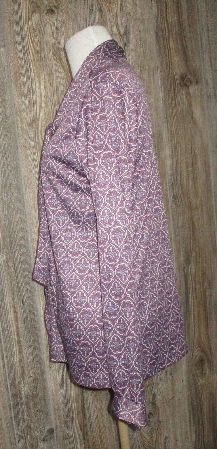 Vitg 80s Cape Cod Match Mates Purple Print Long Slv Top Size 14 Made in USA