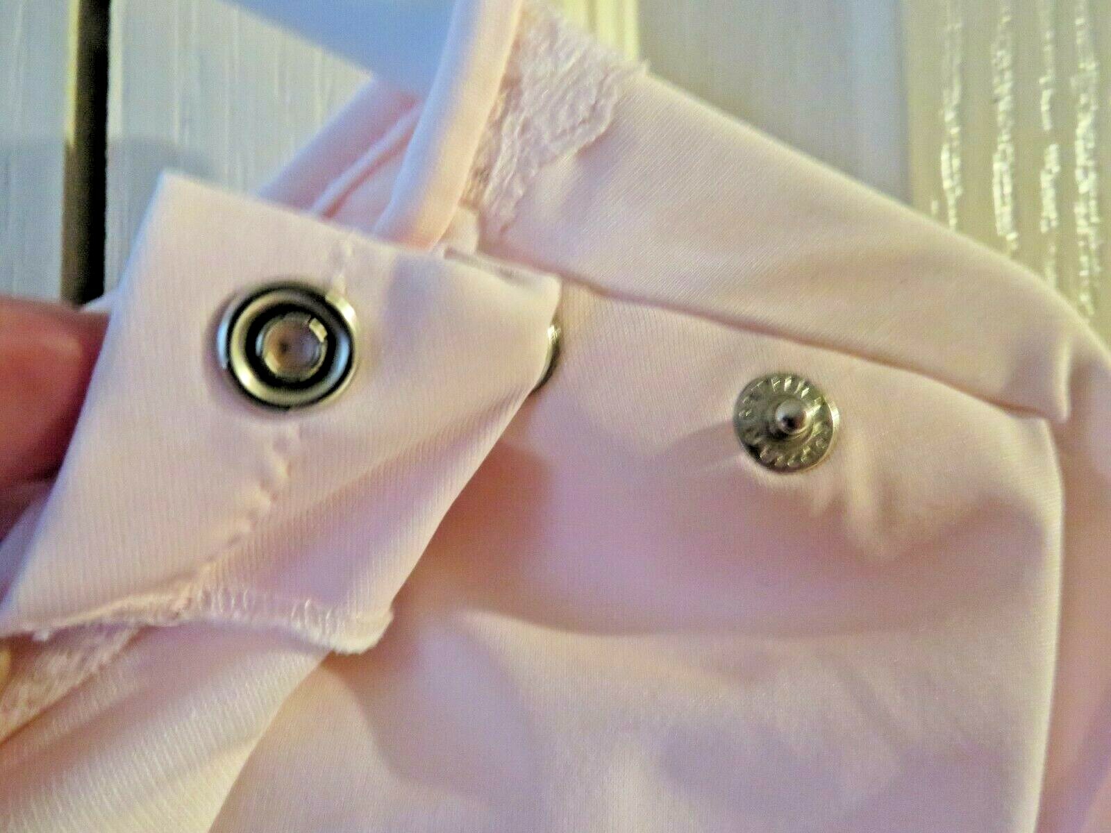 Unique Vintage Shadowline Pink Embroidery Flowers with Back Snap Closure Medium
