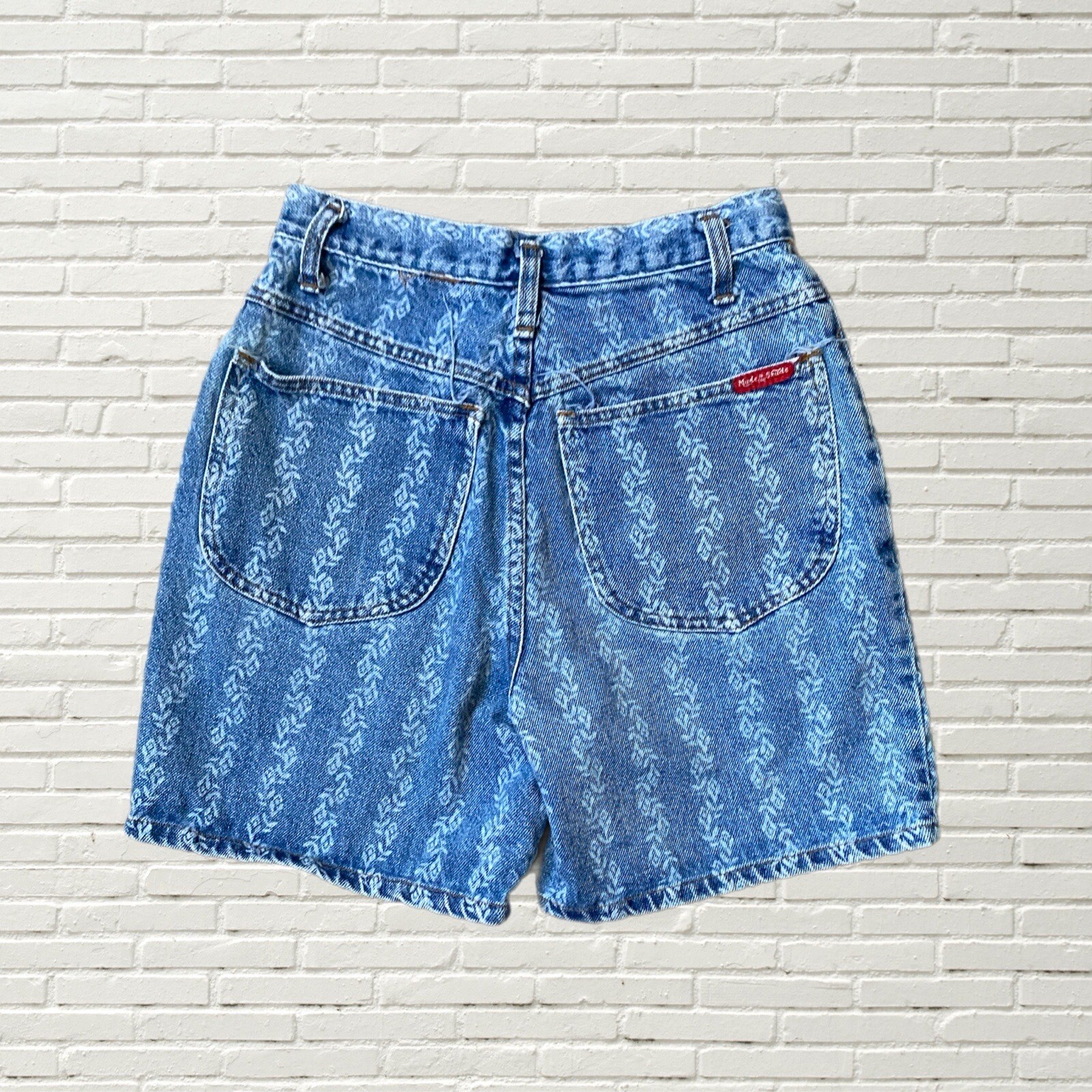 Vintage 80s High Waisted Denim Shorts Striped Made In The Shade Size Xs