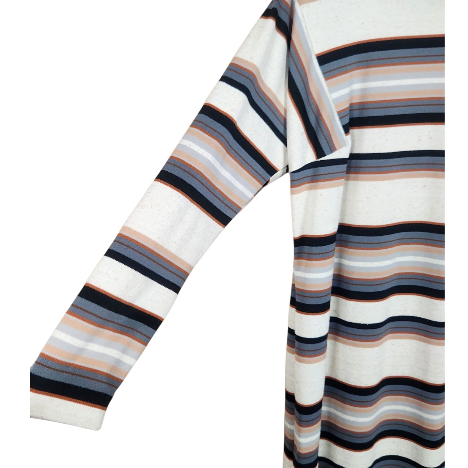 Vtg 60s High Cowl Neck Striped Midi Dress MEDIUM Union Made Talon Zip Fall 70s