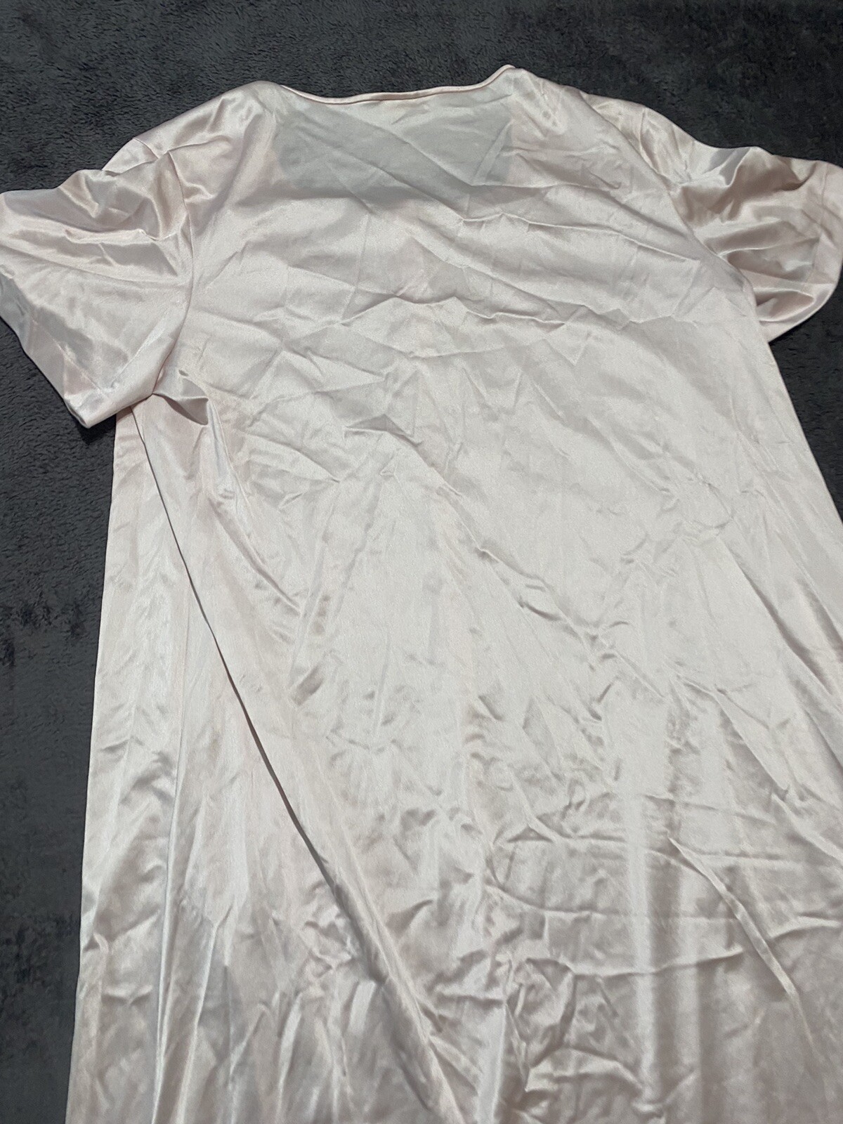 Vintage JC Penney Jolie Two Pink Night Robe Short Sleeve Nylon sz Large L 70s