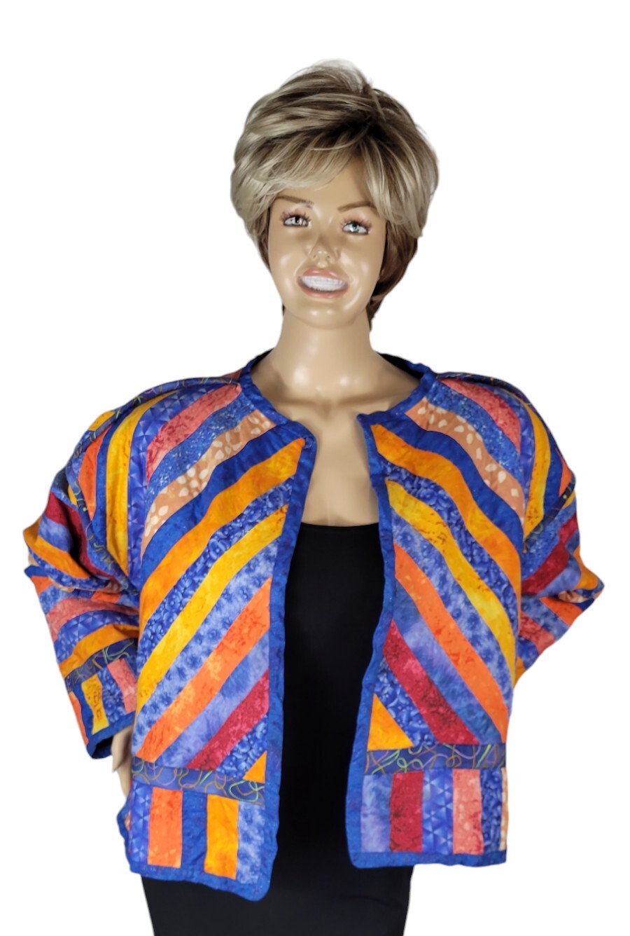 Vintage 1980’s Pluma Russell Athletic Quilted Floral Striped Boho Jacket 2X Plus