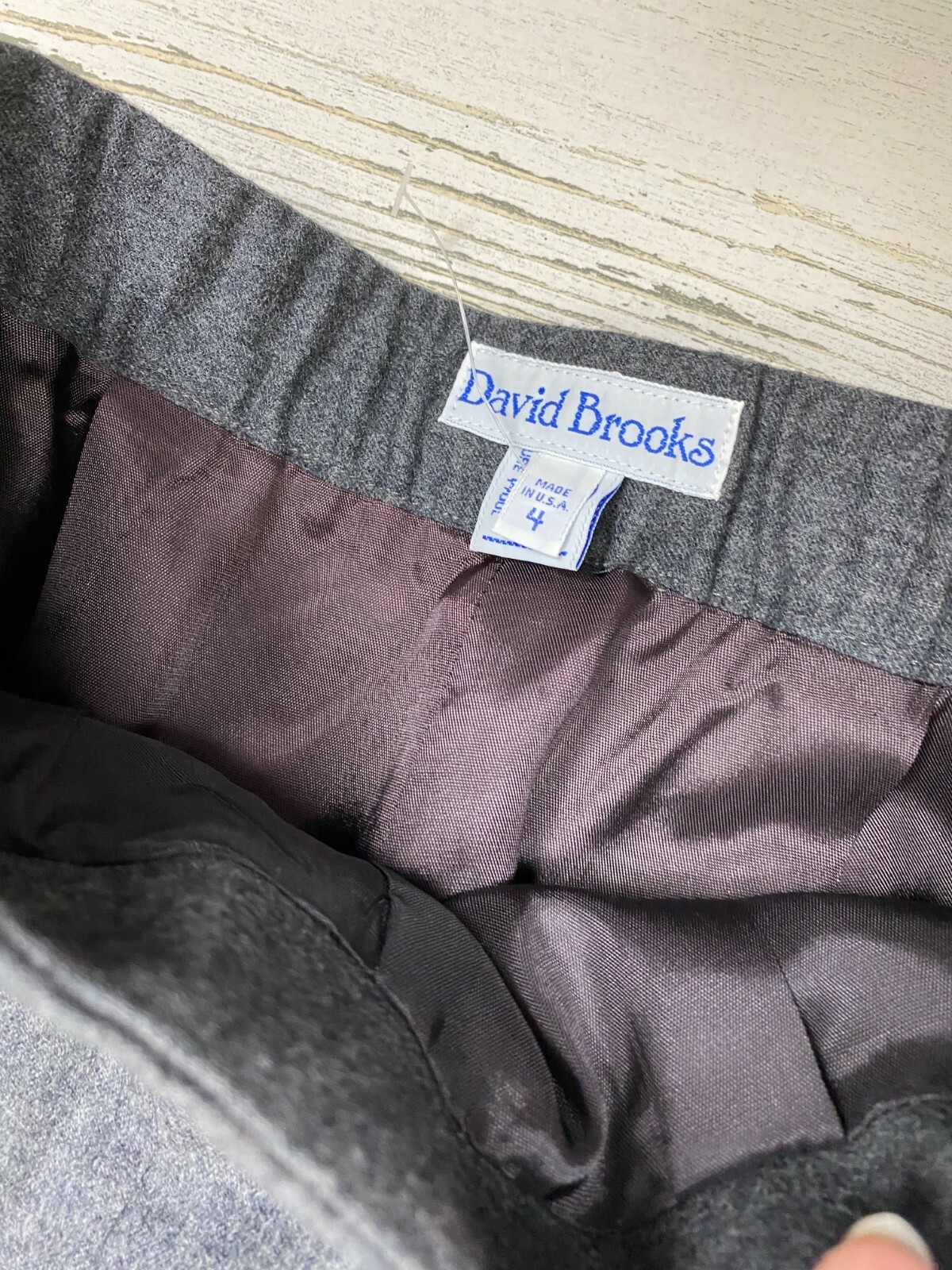 Vintage 90s David Brooks 100% Worsted Wool Gray Trouser Size 4 Made in the USA
