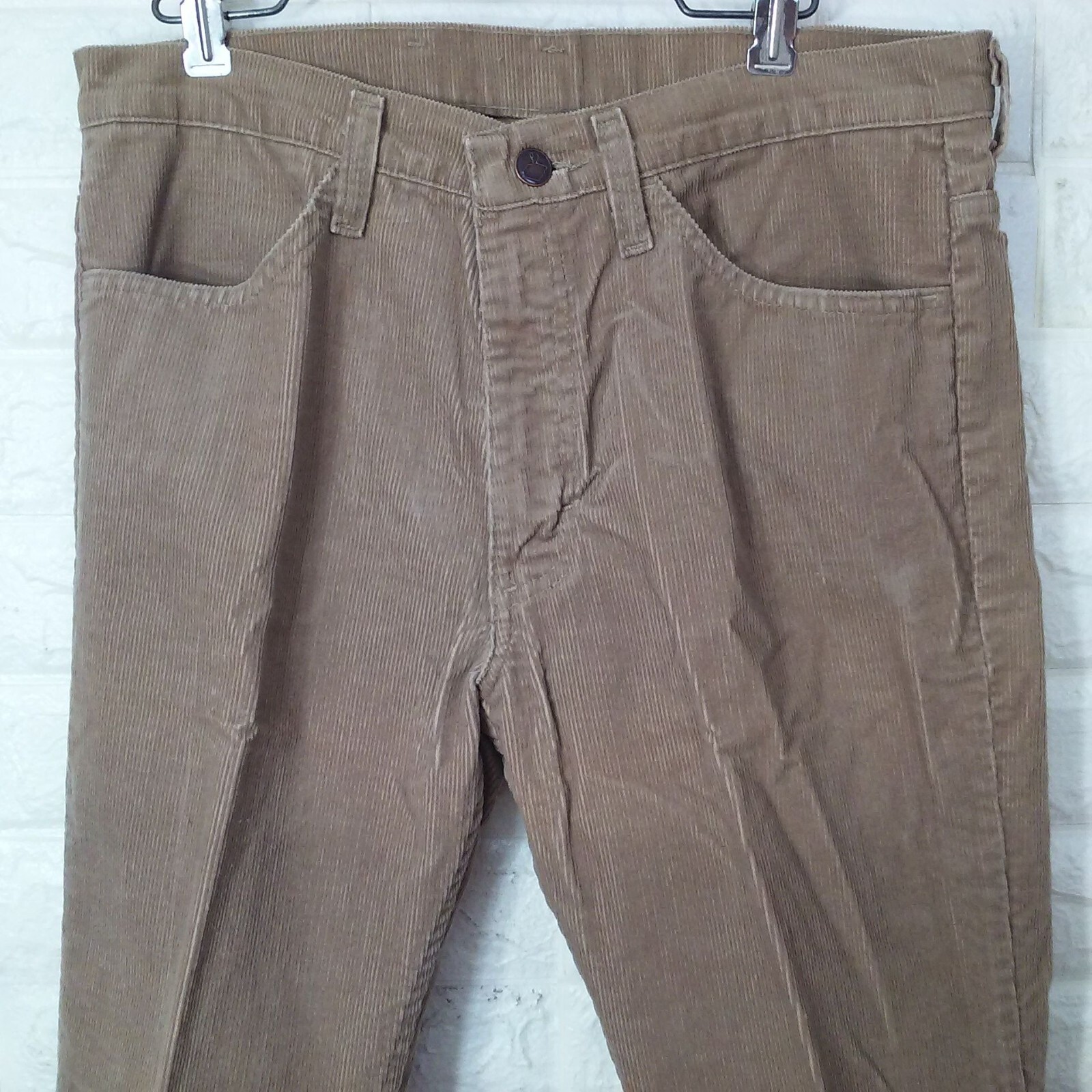Vintage 70s-80s Sears Trim Fit Corduroy Pants 34-Long Western Bootcut Flare Tan