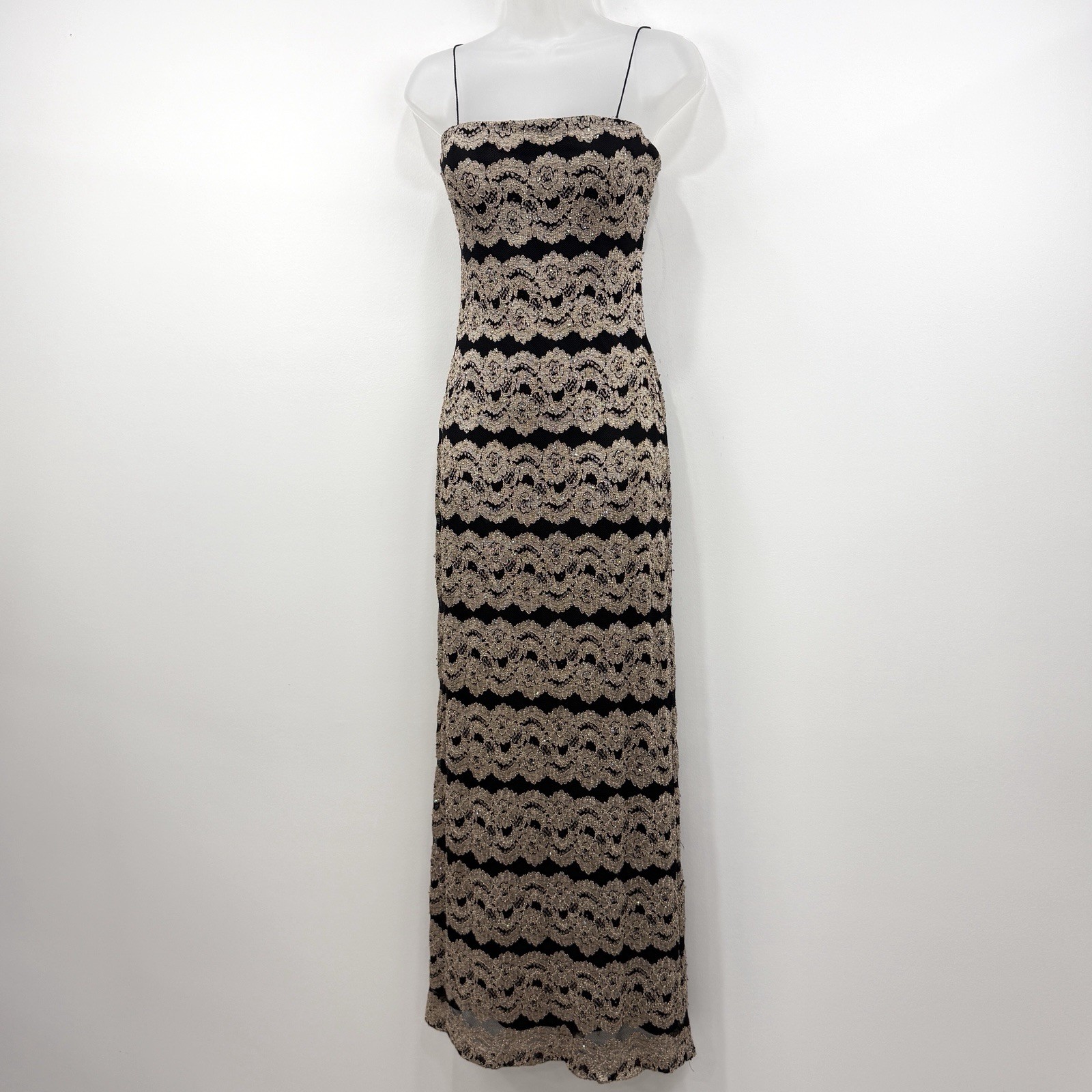 VTG 90s Cache Whimsigoth Dress Womens 4 Sequins Lace Fairy Grunge Maxi Event