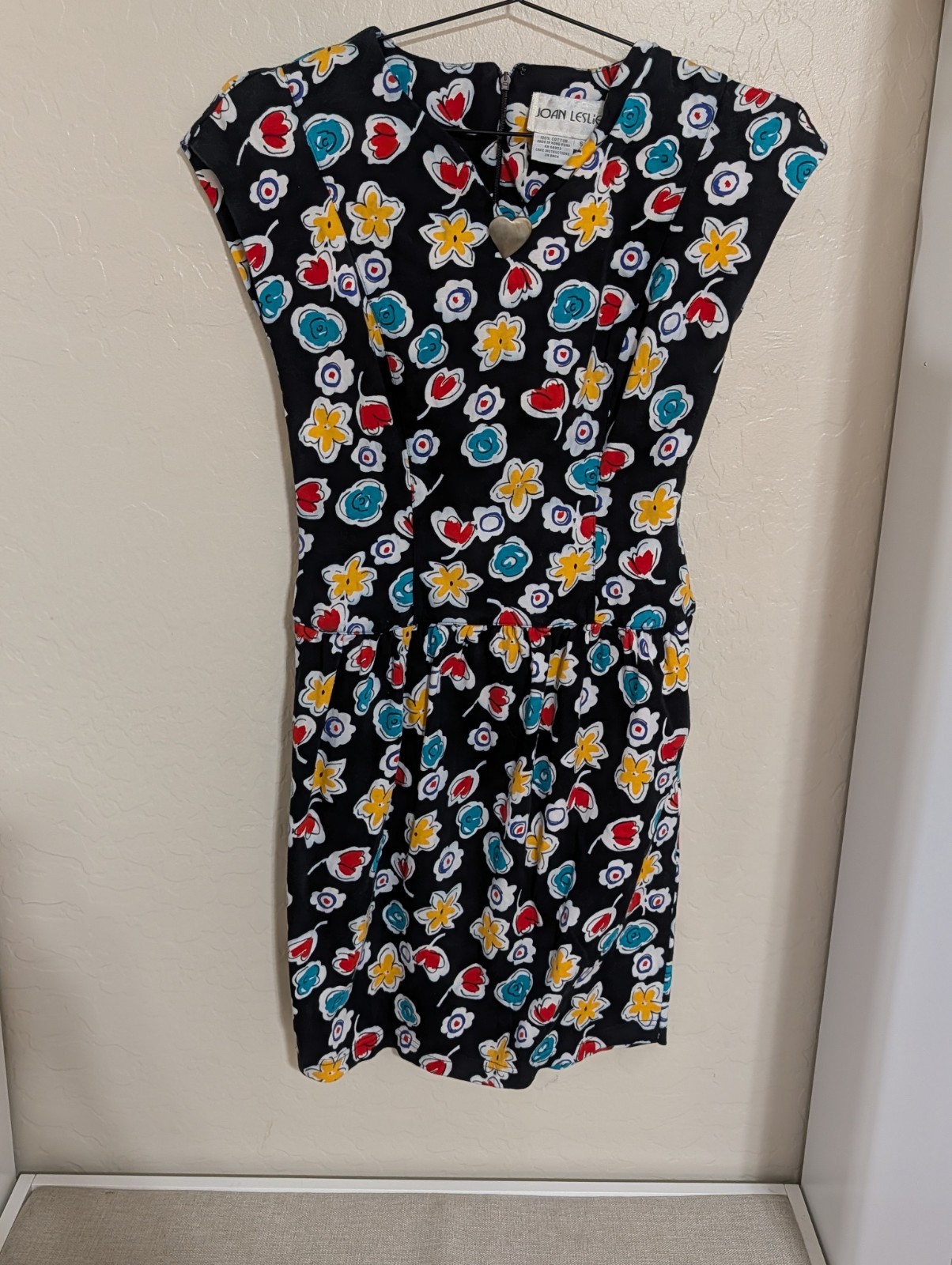 Vtg 80s Women’s Talbots Dress Joan Leslie Bold Floral with Shoulder Pads Size 6