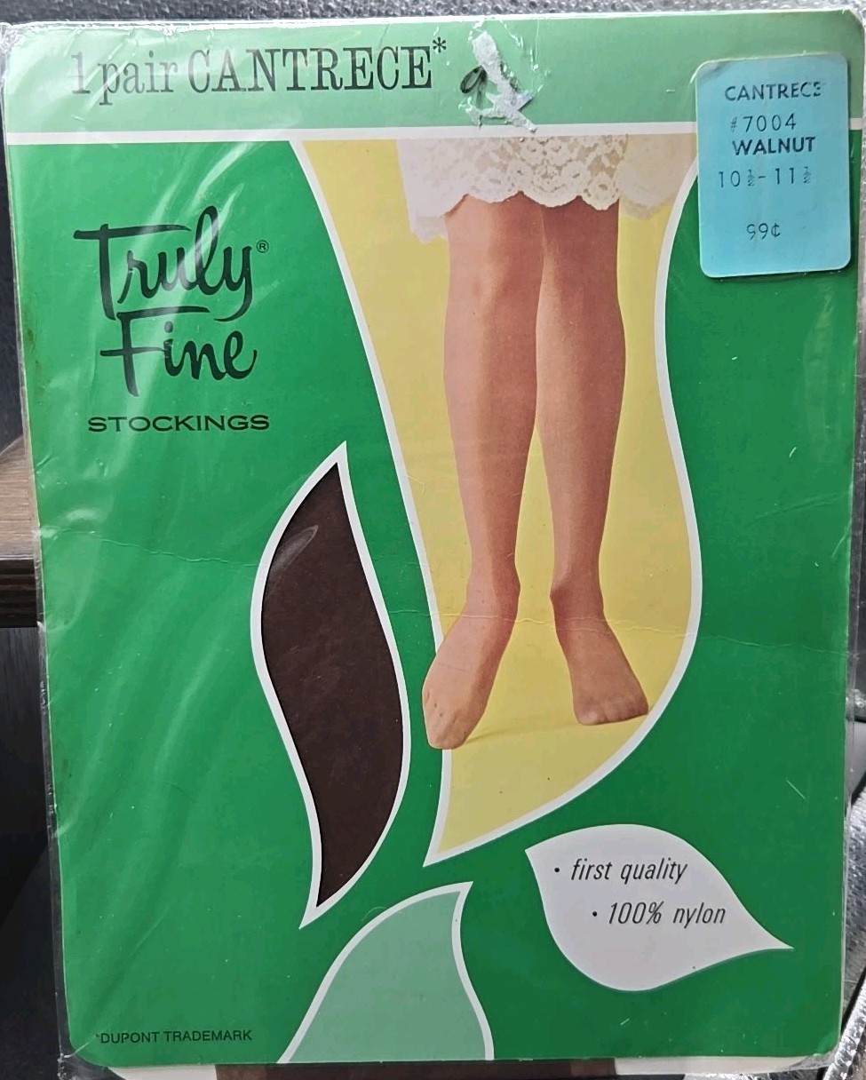 Vintage Truly Fine 1 Pair 100% Nylon Stockings Cantrece USA Walnut 10½-11½ 7004