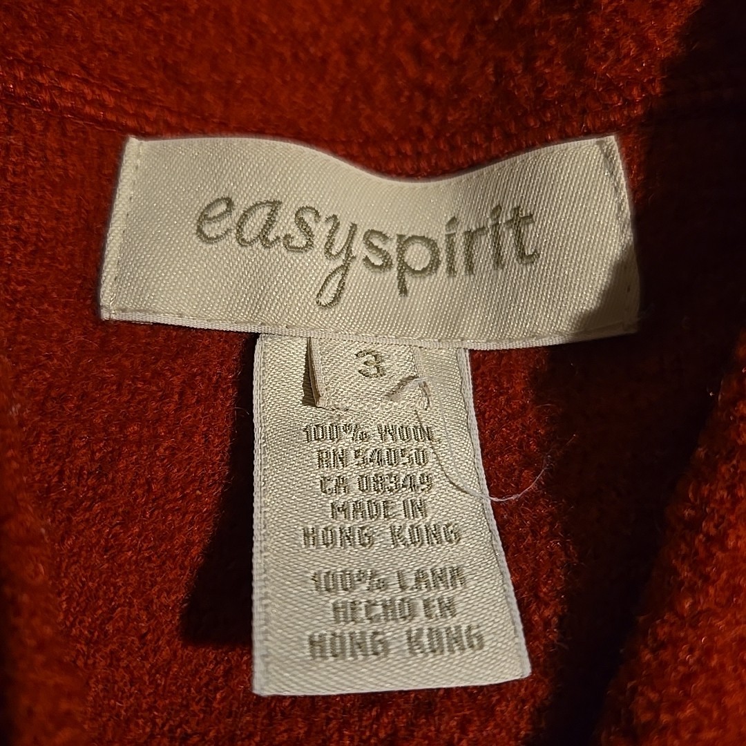 Vintage Easy Spirit 100%Wool Jacket Womens 3 Red Wood Toggle Loop Closures
