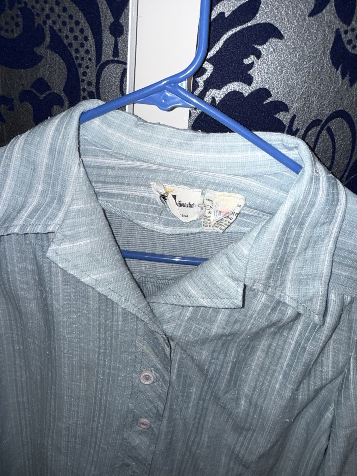 Marty Gutmacher VTG 70s Women Blue Button Dagger Collar Shirt Blazer M/L (ARK)
