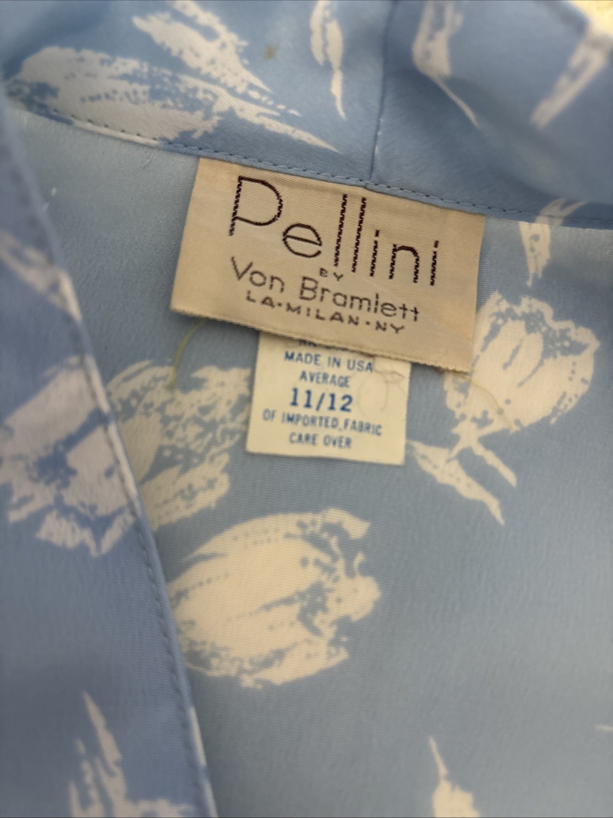 Vintage Pellini by Von Bramlett Blue White floral dress Buttons Pockets Sz M