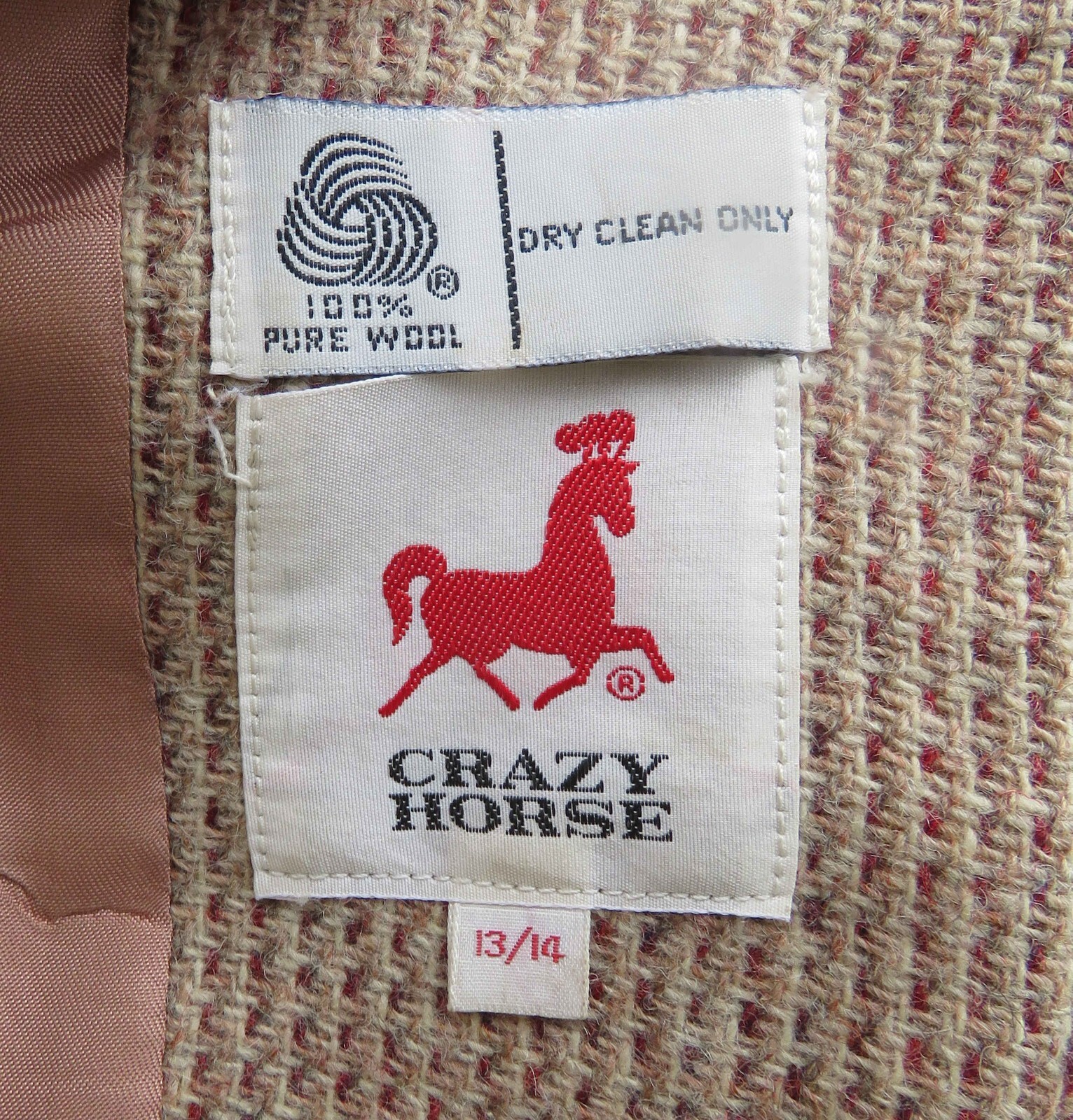 Vintage Crazy Horse Wool w/ Lining Tweed Blazer size 13/14