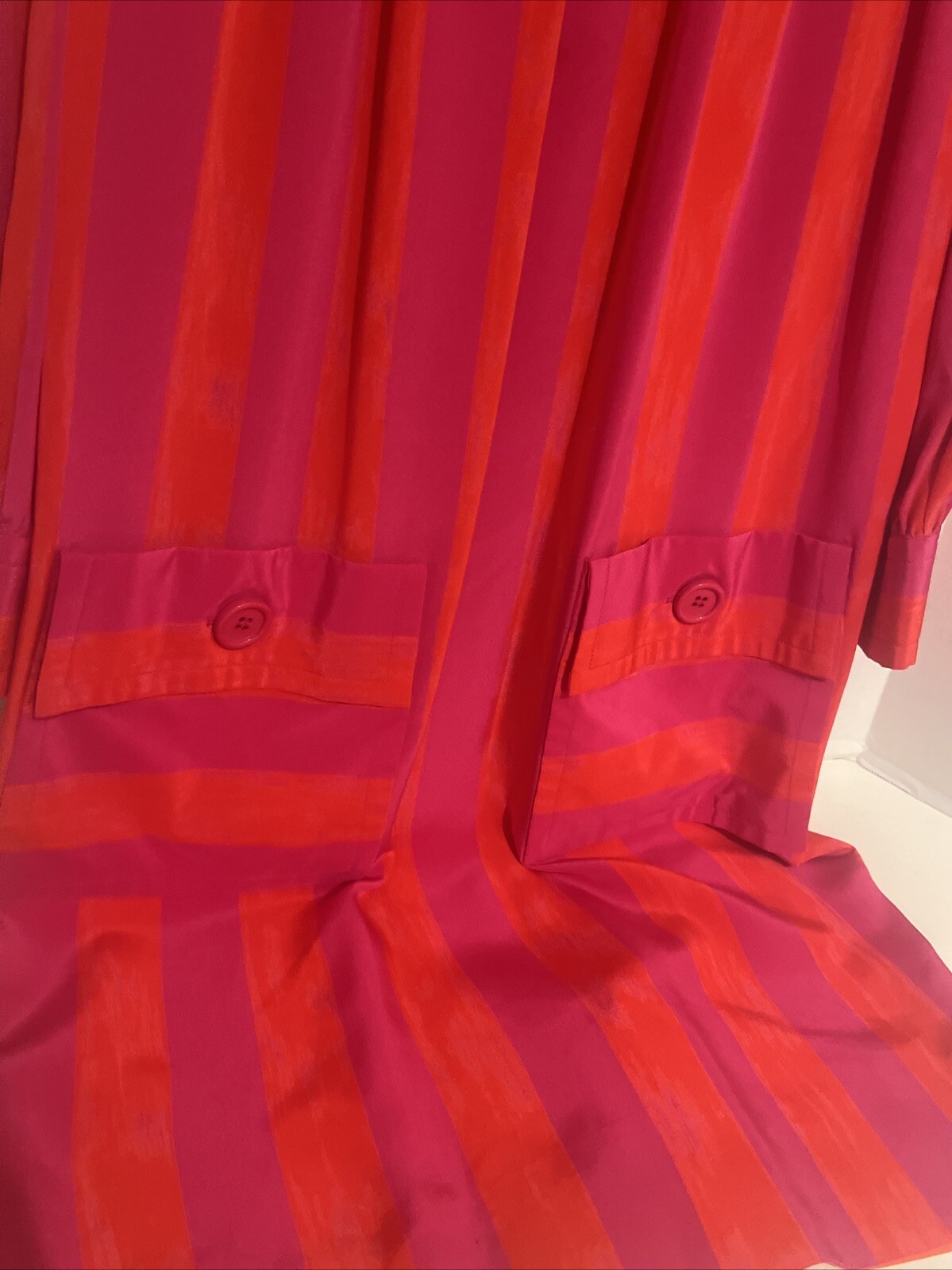 VINTAGE ADELE SIMPSON SILK COCKTAIL SHIFT DRESS PINK ORANGE Striped Size 12