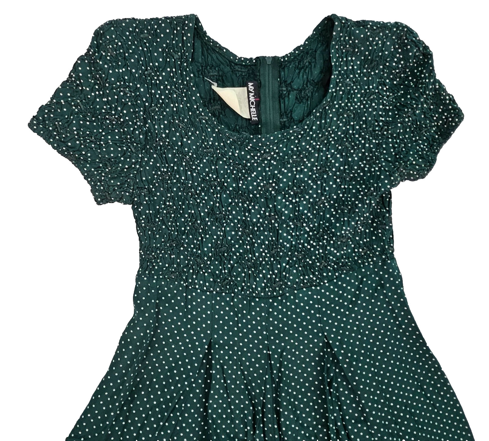 My Michelle Y2K 90s Wide Leg Jumpsuit Womens Sz 7/8 Polka Dots Boho Cottagecore
