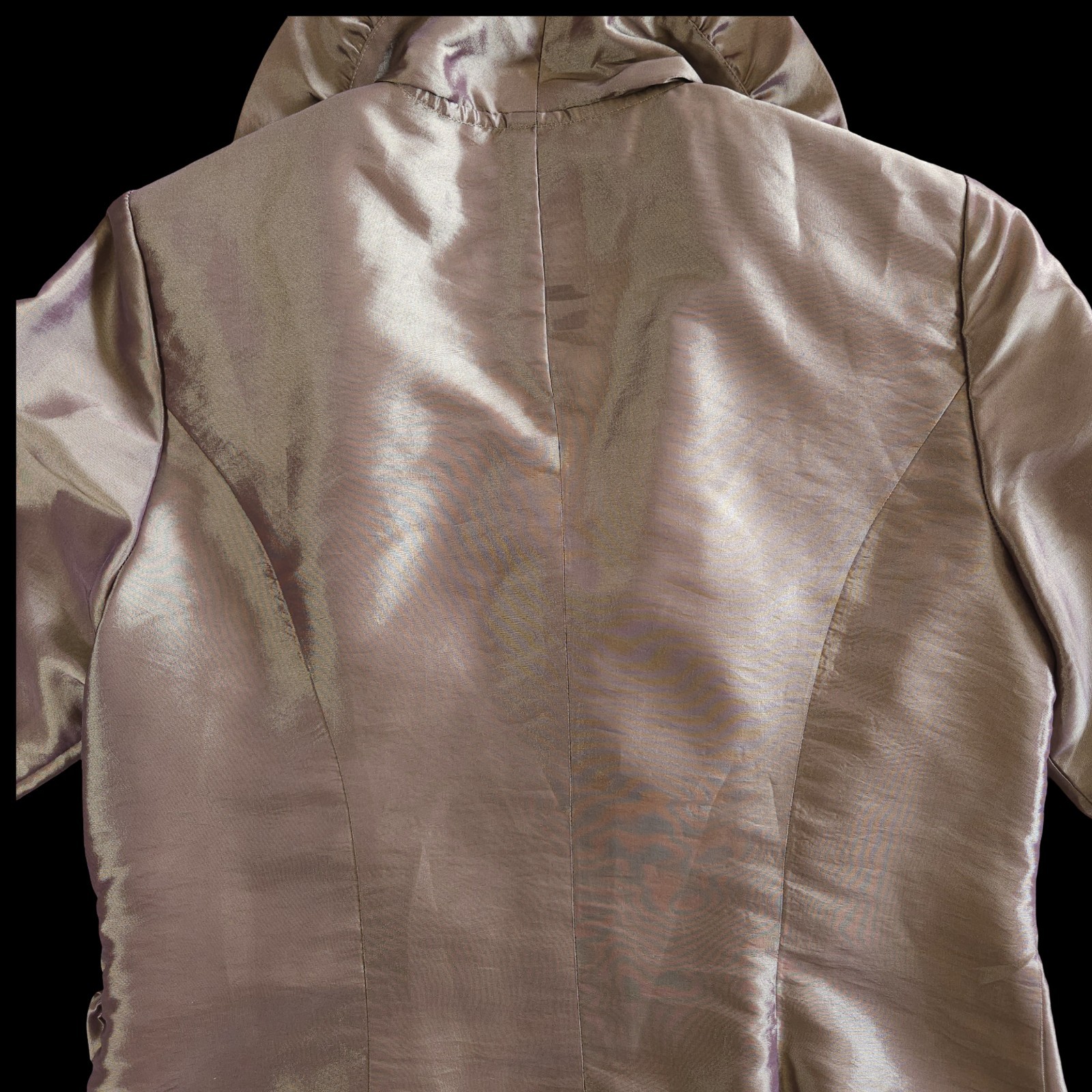Vintage Alex Evenings Iridescent Taupe Purple Taffeta Wrap Blouse Top Size Small