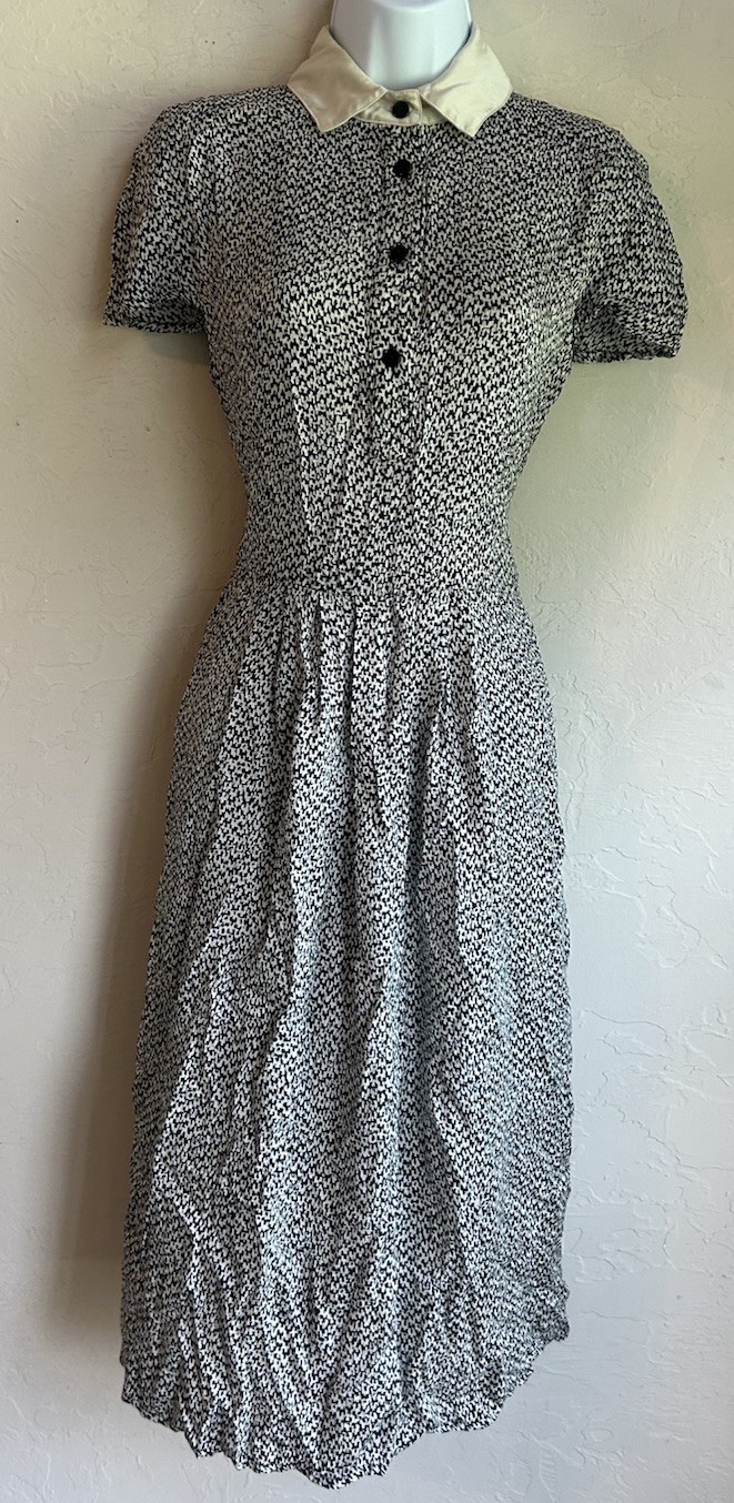 Vintage 80s Does 40s Francesca Of Damon Starington 100% Silk Midi Shirt Dress 8