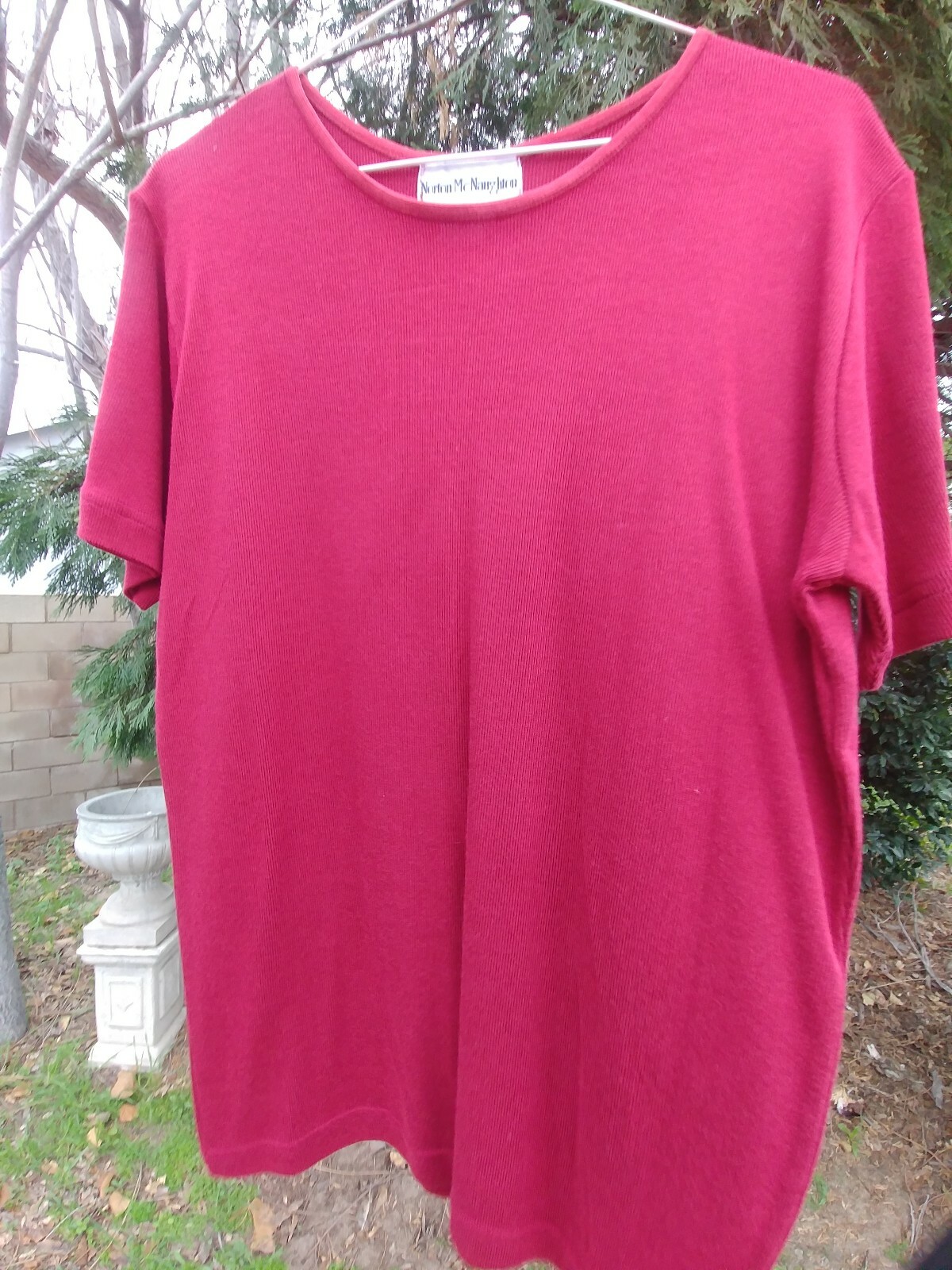 Norton McNaughton brand women’s short sleeve cotton and rayon stretch knit shell