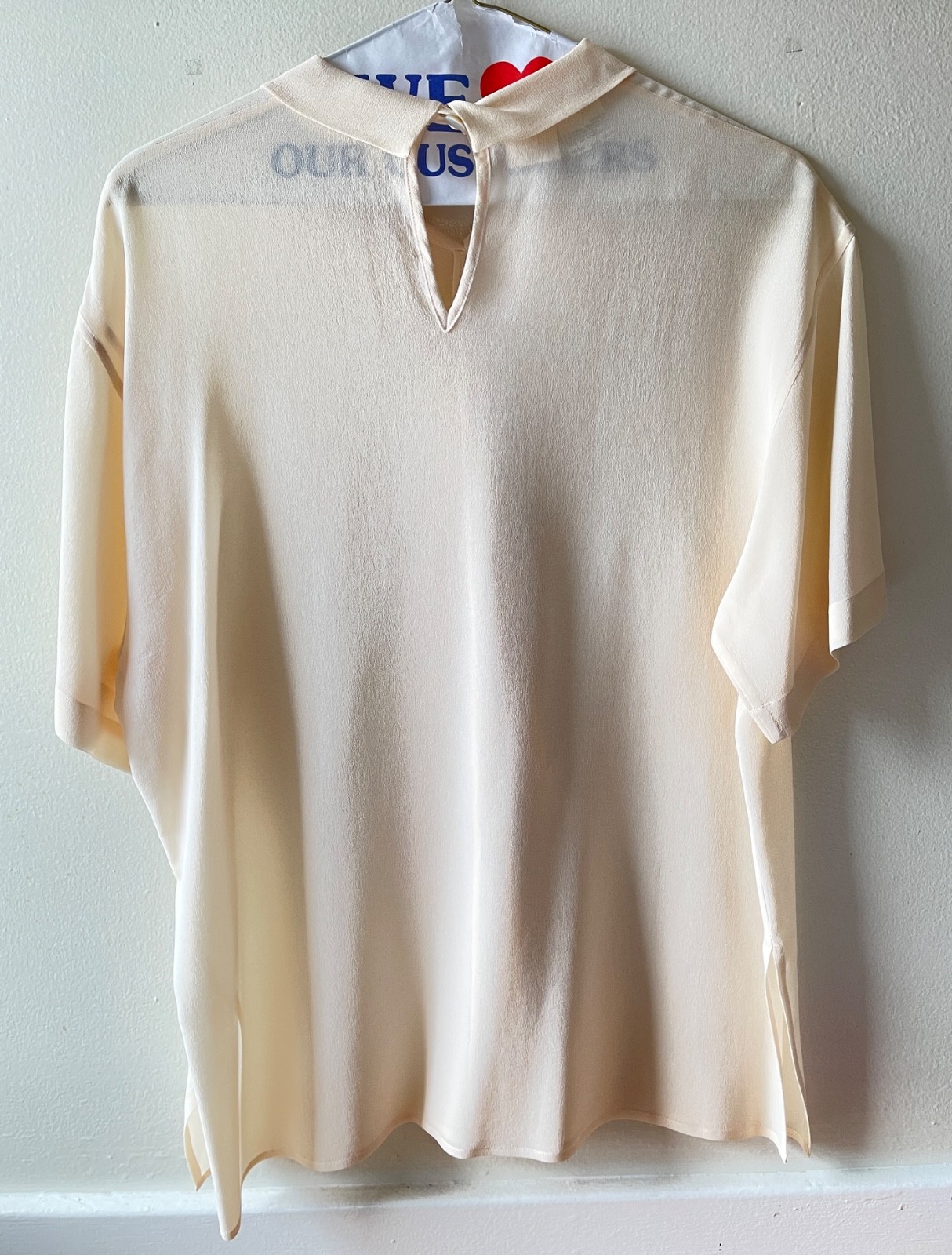 Max Mara 100% Silk Crepe Blouse w Draped Panel 1980s NWOT Sz 4 Fits M – Italy