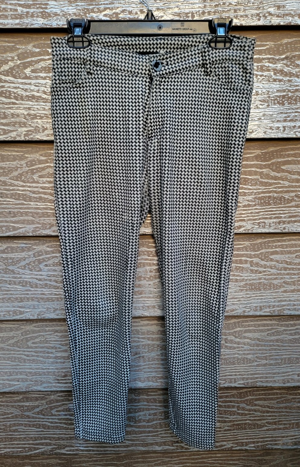 VTG 1960s Womens Stretchy Knit Pants Checkered Crown C&C Zipper Size 6-8 28″-30″