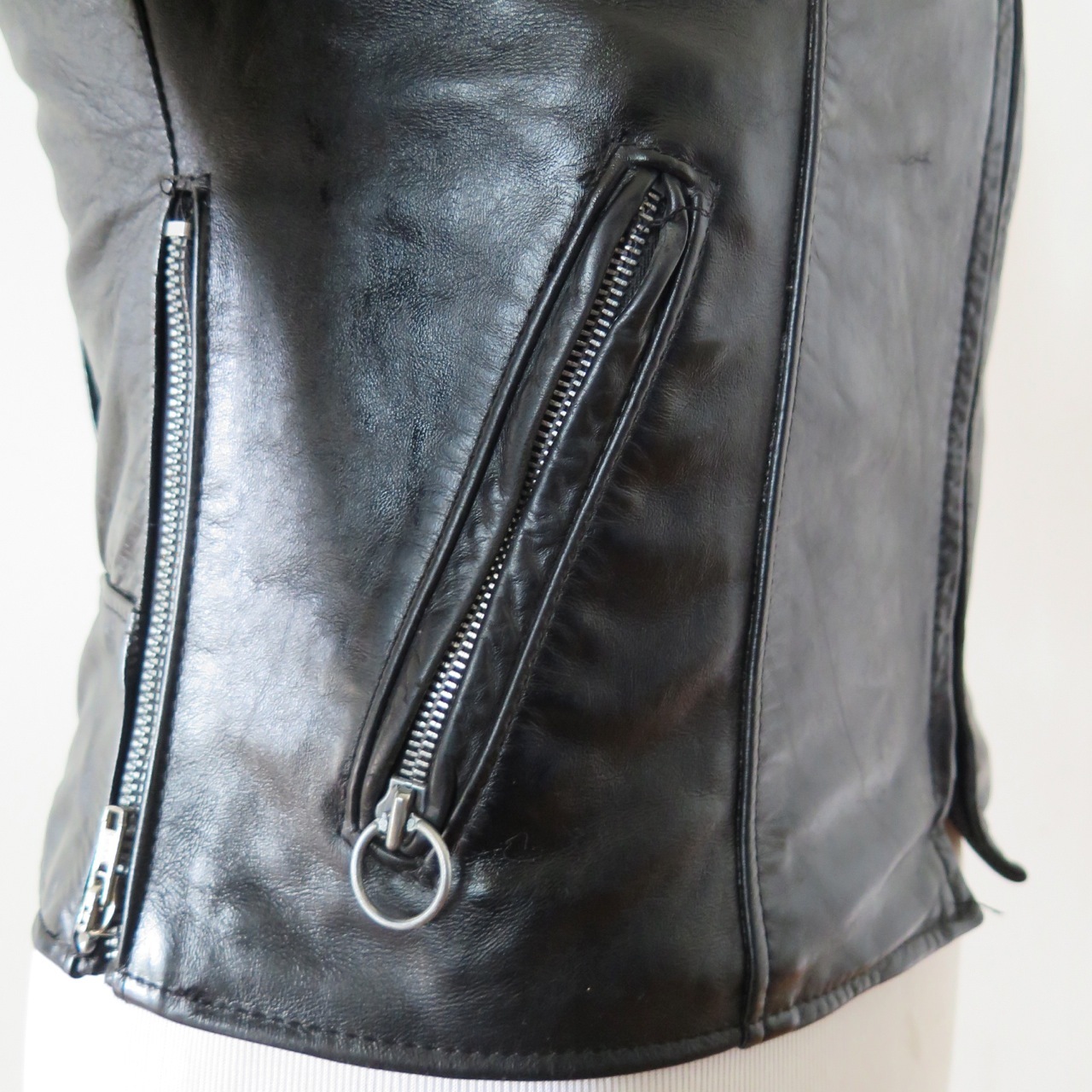 VINTAGE ORIGINAL LEATHER JACKET BROOKS SPORTSWEAR DETROIT 1970’s BLACK SZ 32 XS