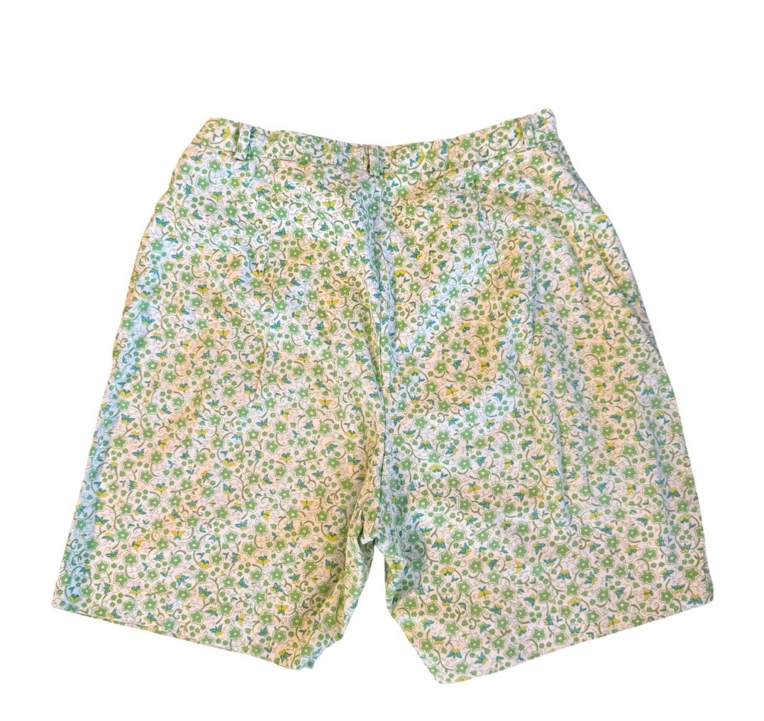Vtg 50s Regal Of California Green Floral Hi Waist Shorts M Sanforized Cottage 28