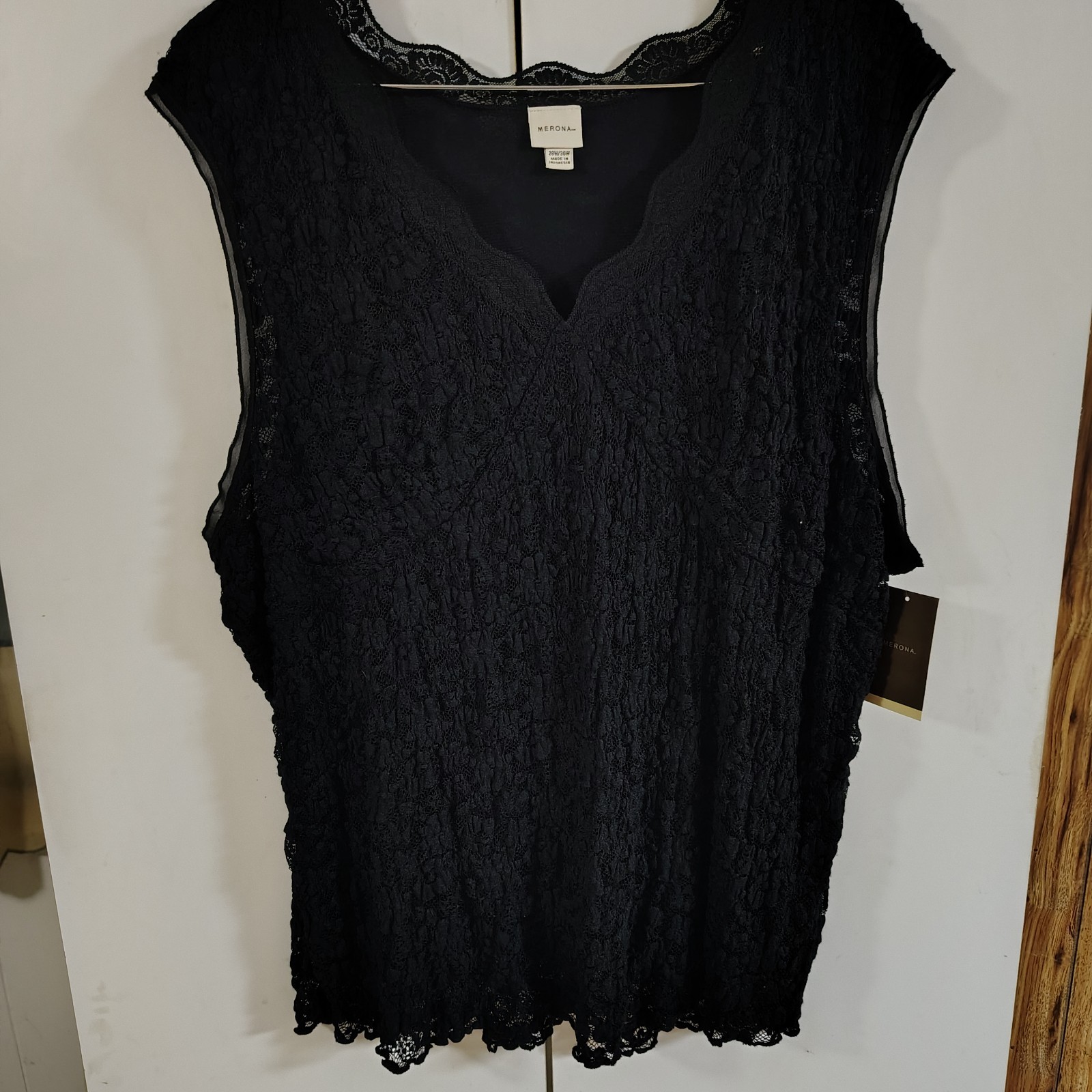 Merona Sleeveless Lined Gothic Lace Blouse 28W/30W Women’s Black Whimsigoth Boho