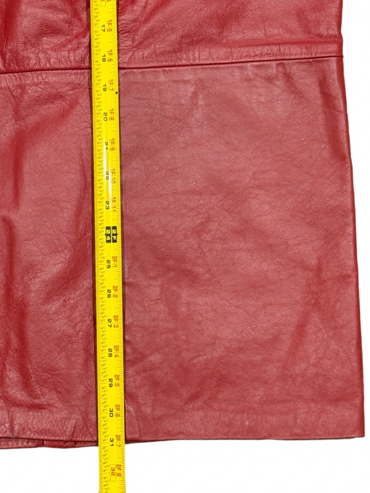Vintage 1980s G-III Leather Fashions Red Leather Midi Skirt USA Made