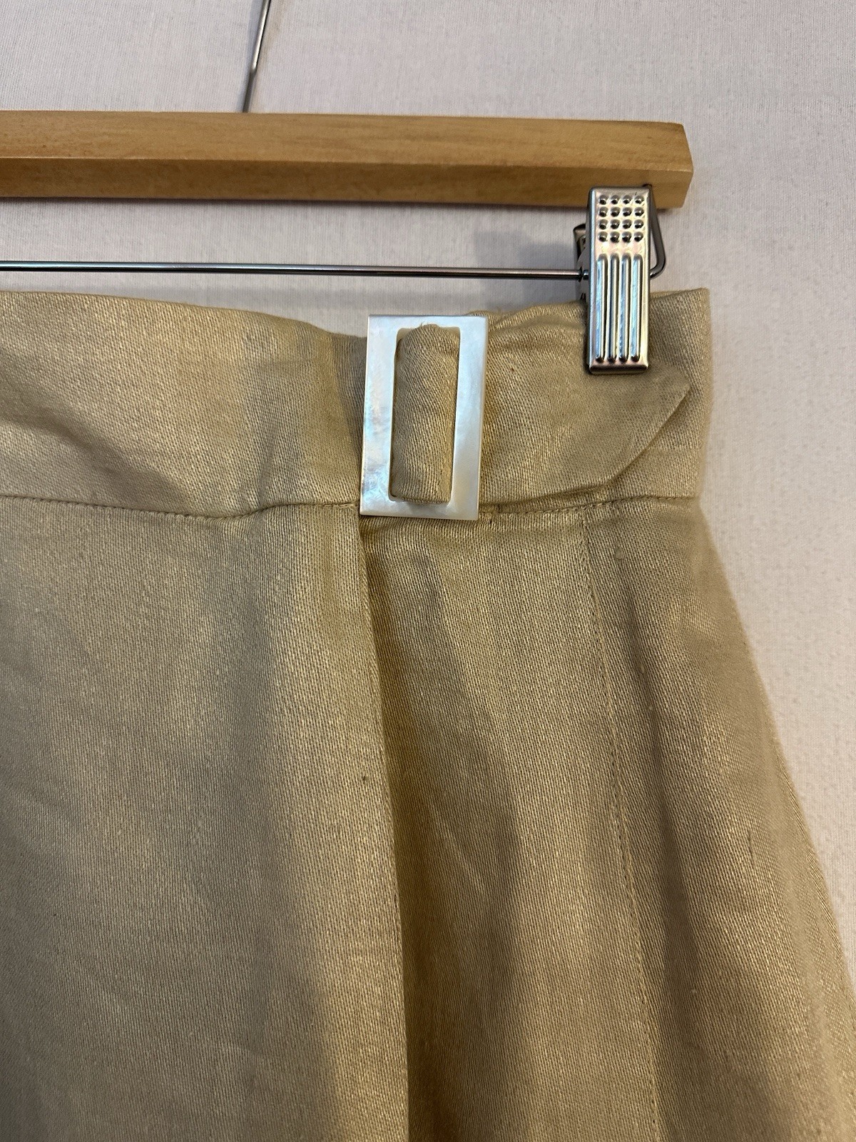 Vintage 1983 Perry Ellis Henri Bendel 100% Linen Wrap Midi Skirt Beige