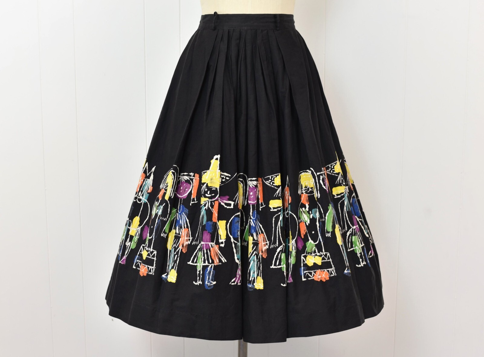 Vintage 1950s 1953 AAA Novelty Print Circus Days Hans Moller Cotton Pinup Skirt