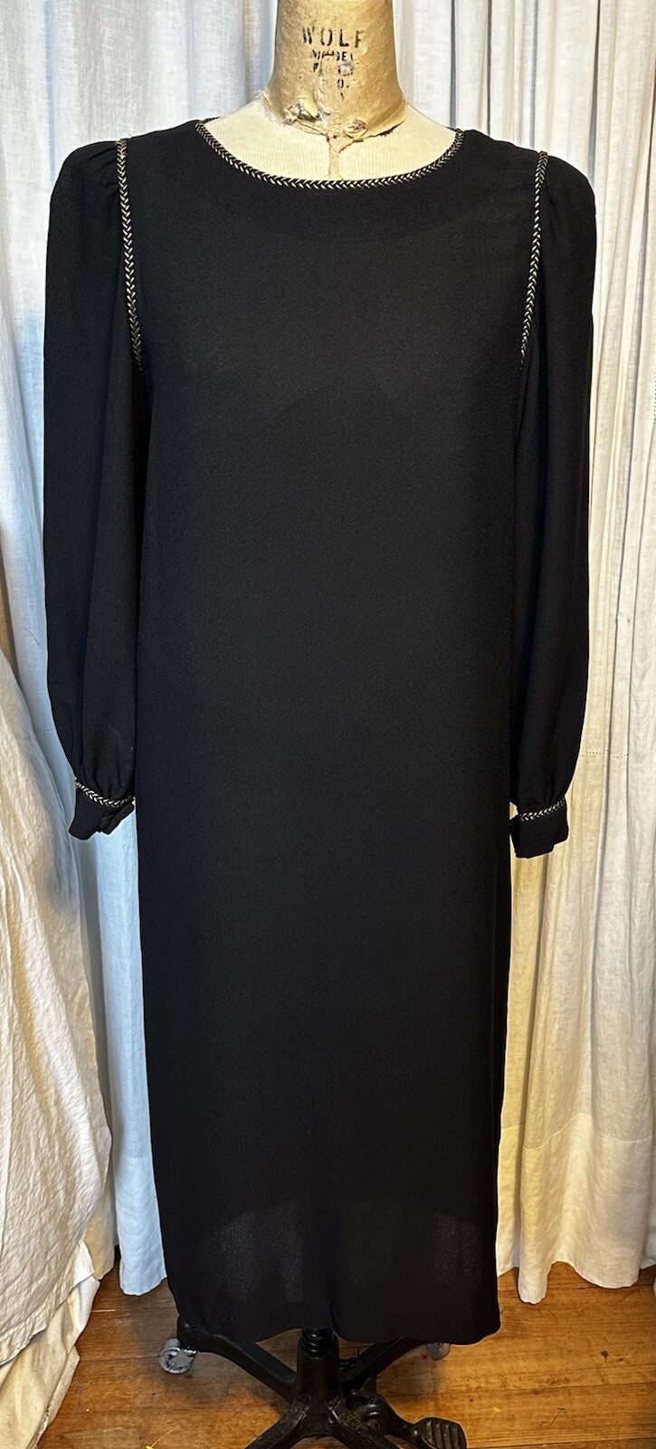 Vintage Regina Kravitz N.Y. Womens Blk Crepe L Sleeve Long Dress Sz 10 used