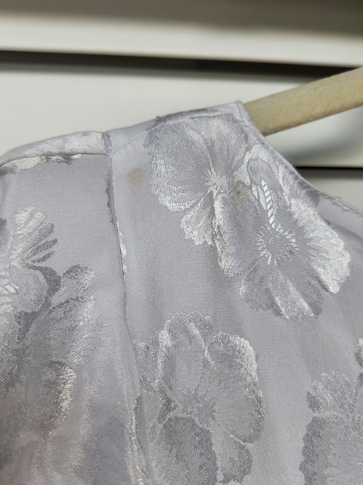 Vintage Miss Ashlee White Floral Jacquard Pattern Ruffle Dress & Scarf Tie Sz 8