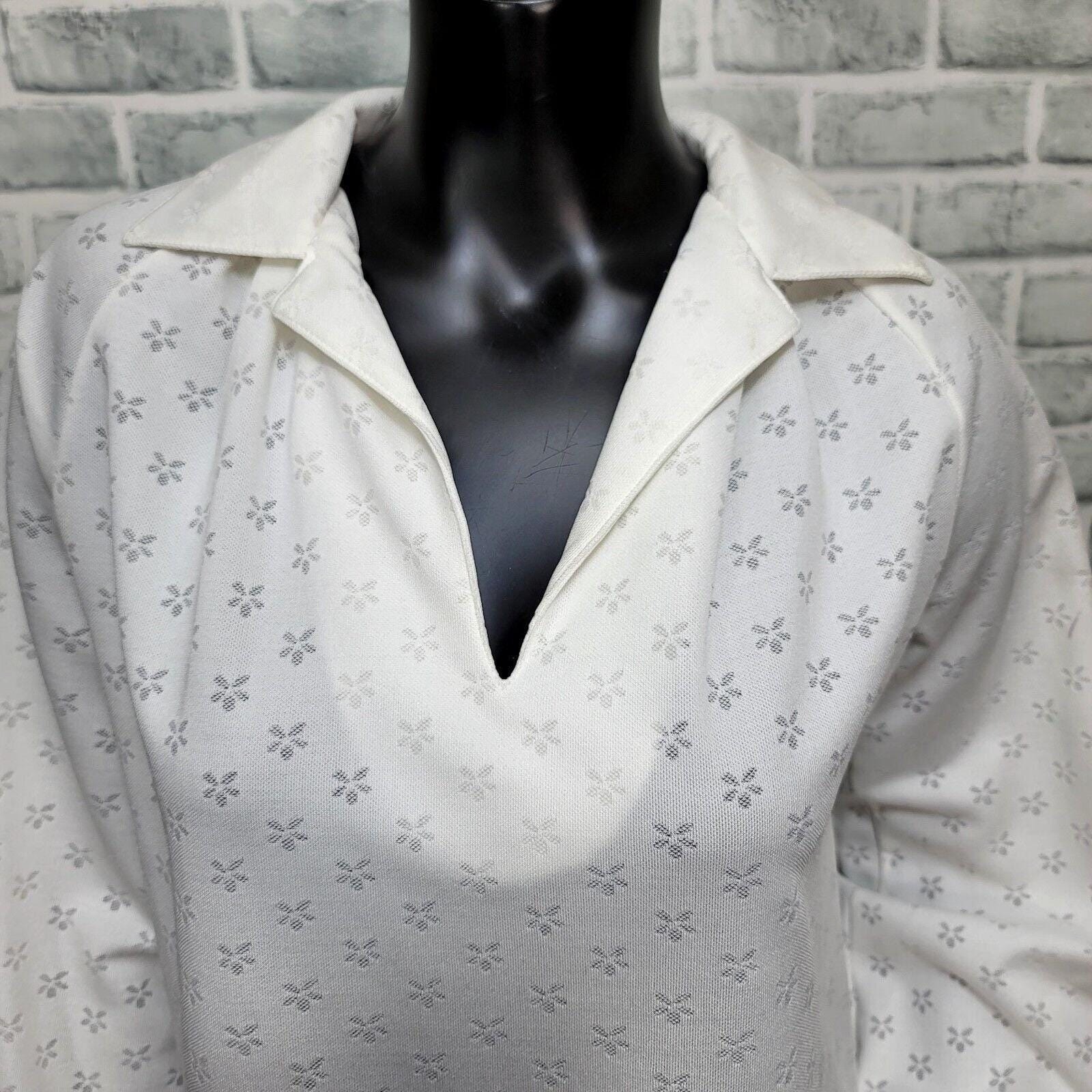 Vintage Alex Colman White Burnout Floral Tunic Blouse Pullover Top Cottagecore