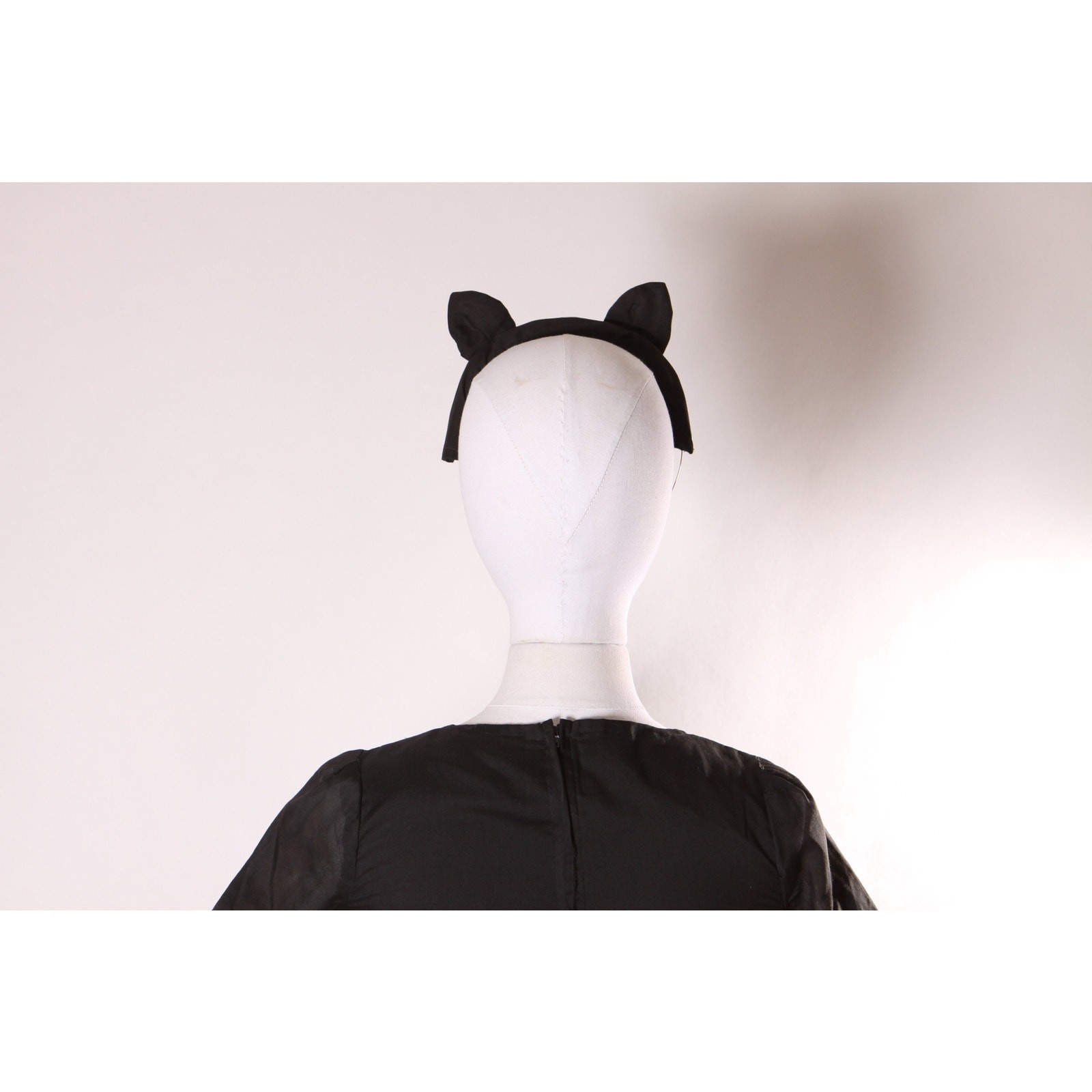 1970s Black Cat Long Sleeve Blouse with Cat Ear Headband Halloween Costume