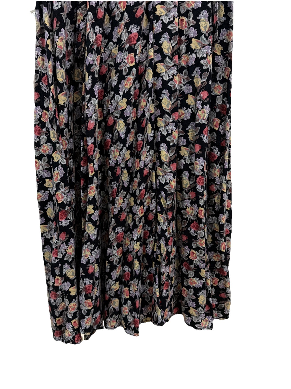 Vintage Starina Dress S Black Floral Romatic Retro Pinafore Button Up Fit Flare