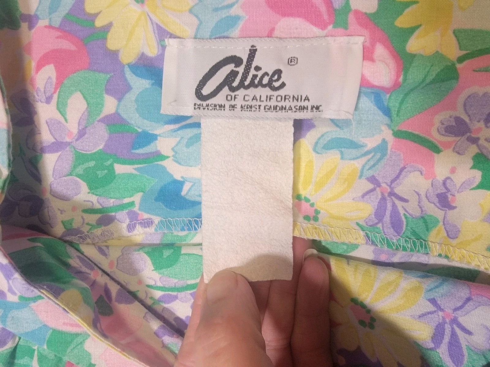 Vintage Alice Of California Spring Tulip Novelty Floral Apron Style Dress Sz L