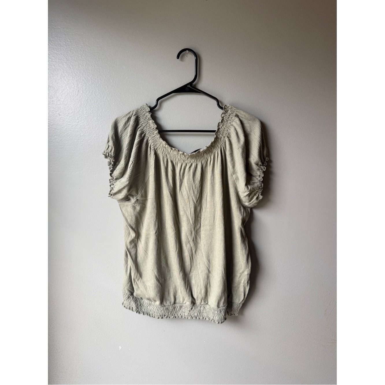 Forest Green Boho Peasant Blouse Embroidered Gauze Cottagecore Women’s XL